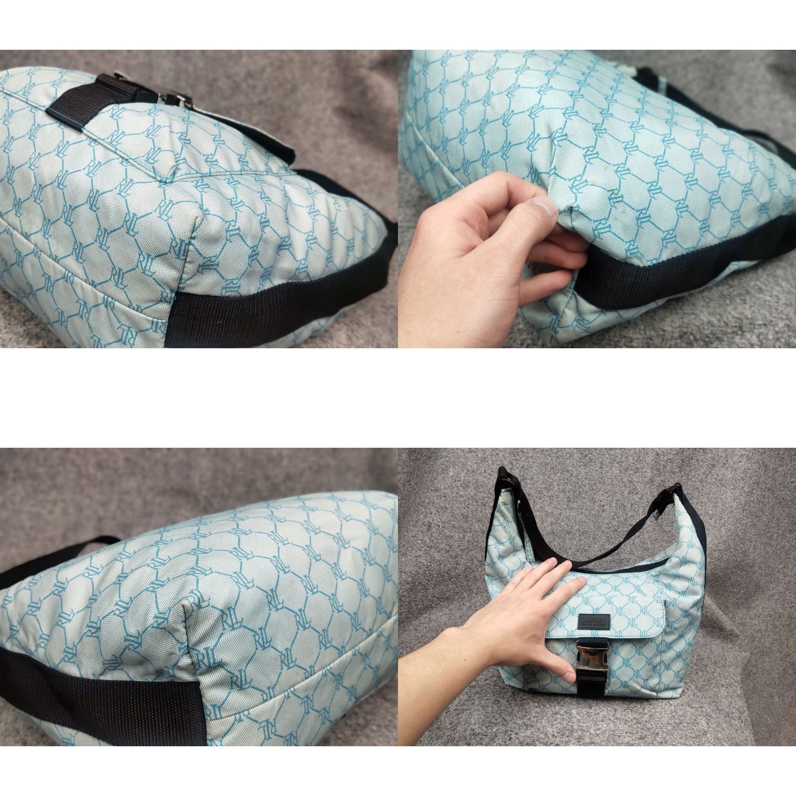 Ralph Lauren VINTAGE Lauren Ralph Lauren Hobo Handbag Monogram blue City Designer Women's Medium Bag Size ONE SIZE - 9 Thumbnail