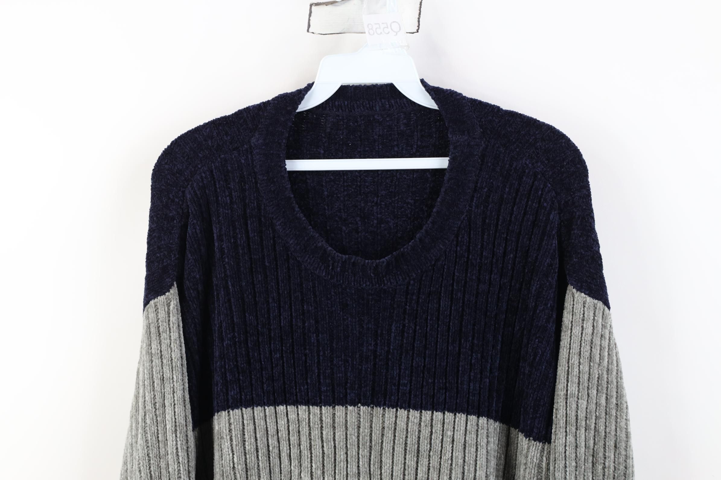 Vintage Vintage 90s Streetwear Block Fleece Ribbed Knit Sweater Size US XL / EU 56 / 4 - 2 Thumbnail