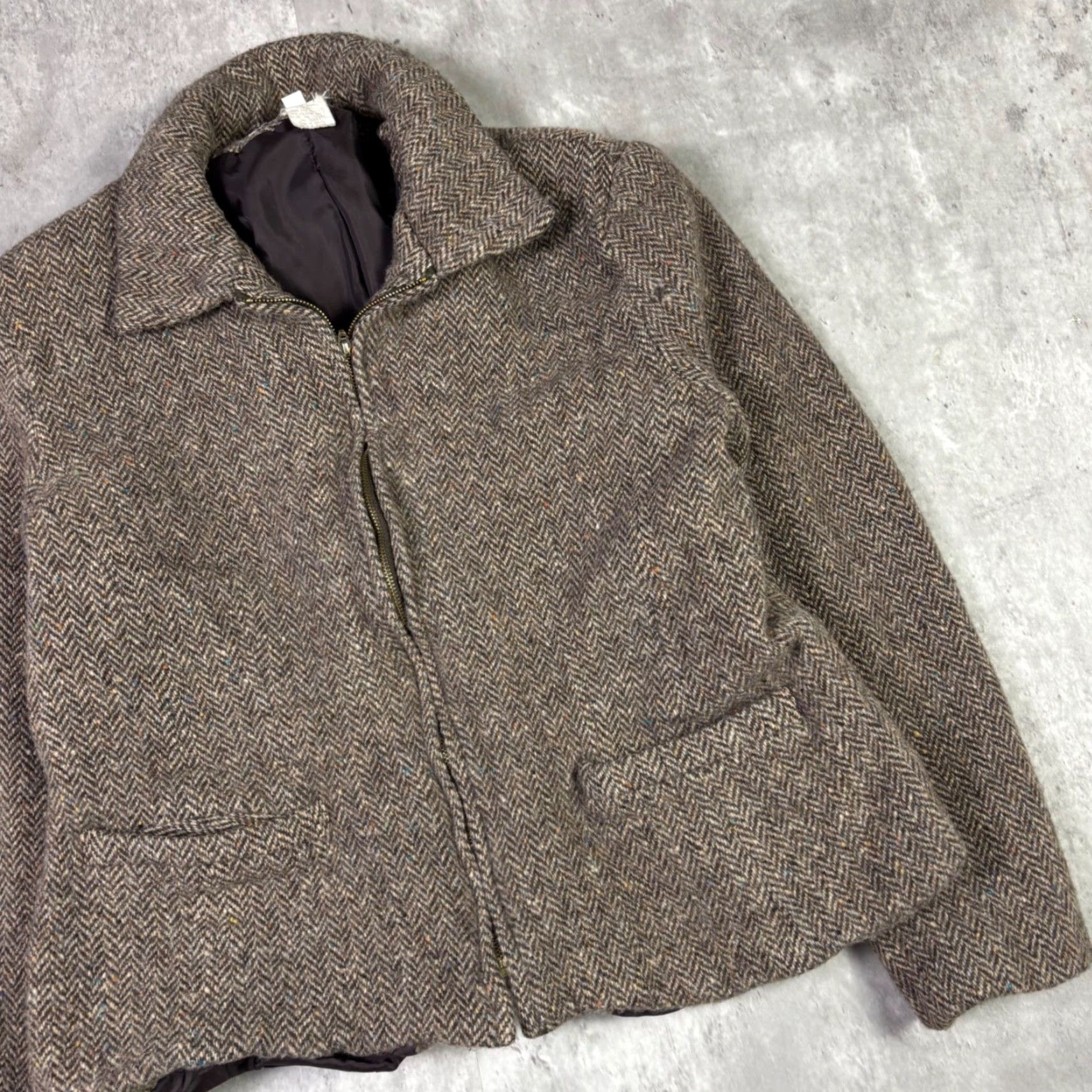 Vintage VINTAGE Samantha Taylor Wool Herringbone Zip Up Jacket Brown Tweed 90s Women's Size 14 Navy? Size XL / US 12-14 / IT 48-50 - 7 Thumbnail