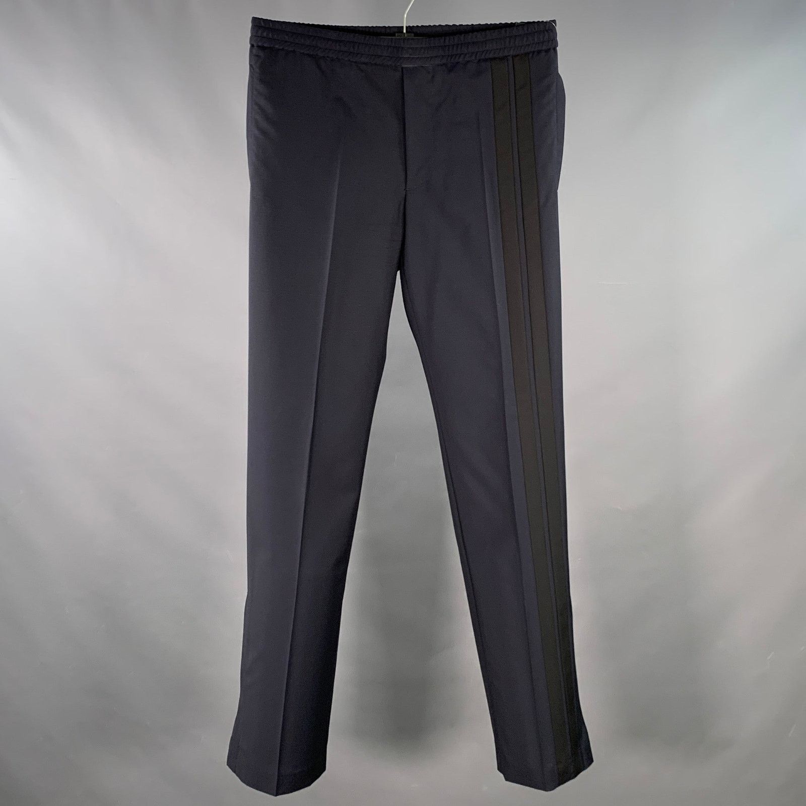 Valentino Navy Black Wool Mohair Drawstring Waistband Casual Pants Size US 30 / EU 46 - 1 Thumbnail