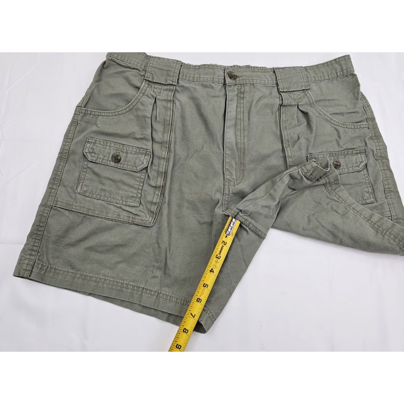 Olive RedHead Olive Green Carpent­er Shorts Men 42 7" Inseam Stretch Cargo Pocket Durable EUC Size US 42 / EU 58 - 3 Thumbnail