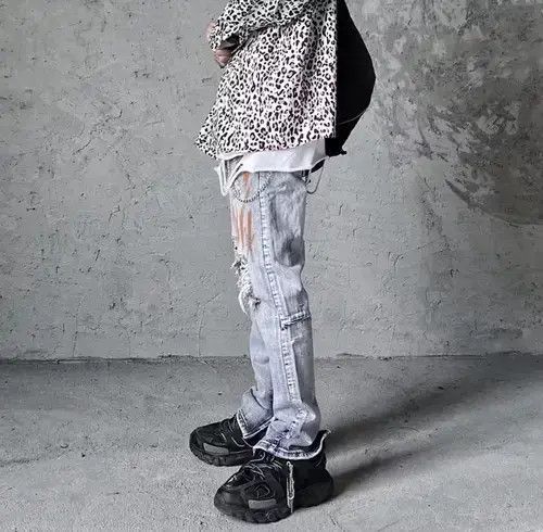 Japanese Brand × Jean × Vintage Torn denim jeans punk streetwear Size US 34 / EU 50 - 3 Thumbnail