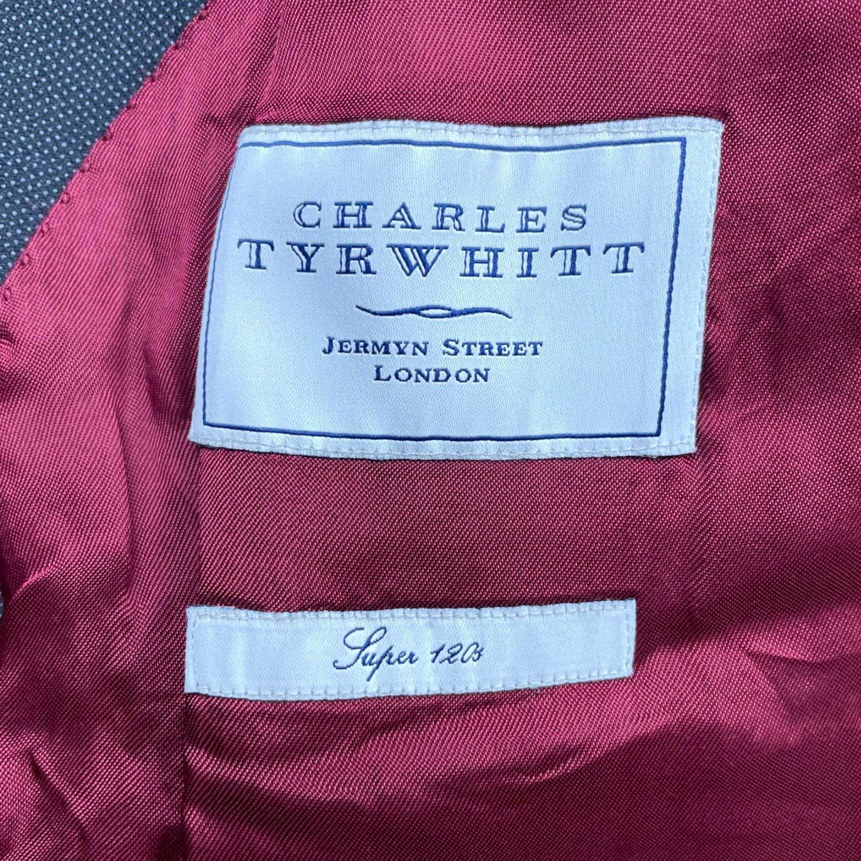 Charles Tyrwhitt Charles Tyrwhitt Blazer Jacket Gray Birdseye 2-Button 100% Wool 48L Mens Tailored Long Belted Notch Lapel Vintage No Size 48R - 5 Thumbnail