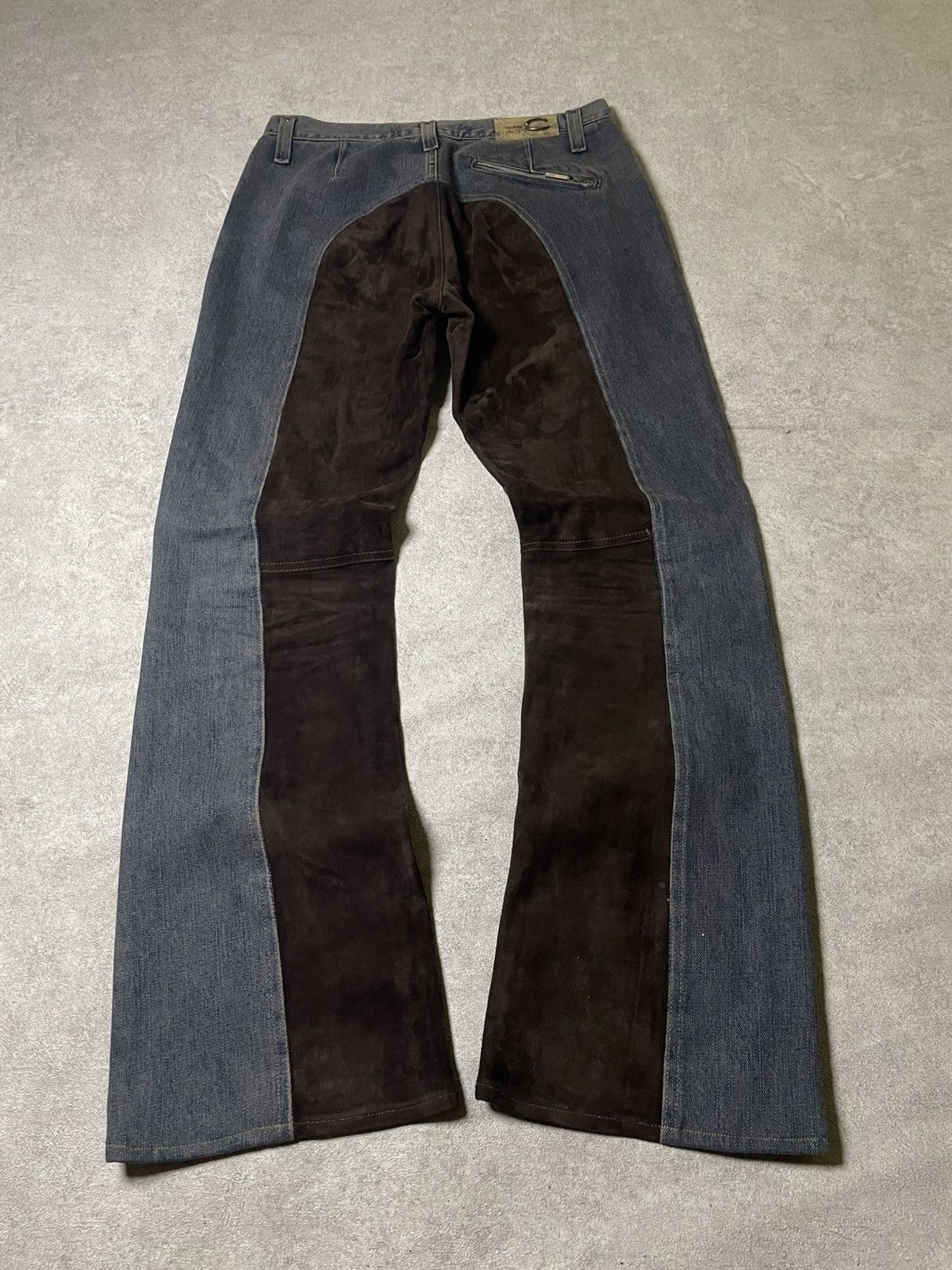 Roberto Cavalli AW2003 Cavalli Two Tone Hybrid Blue Leather Denim Jeans Size US 31 - 17 Thumbnail