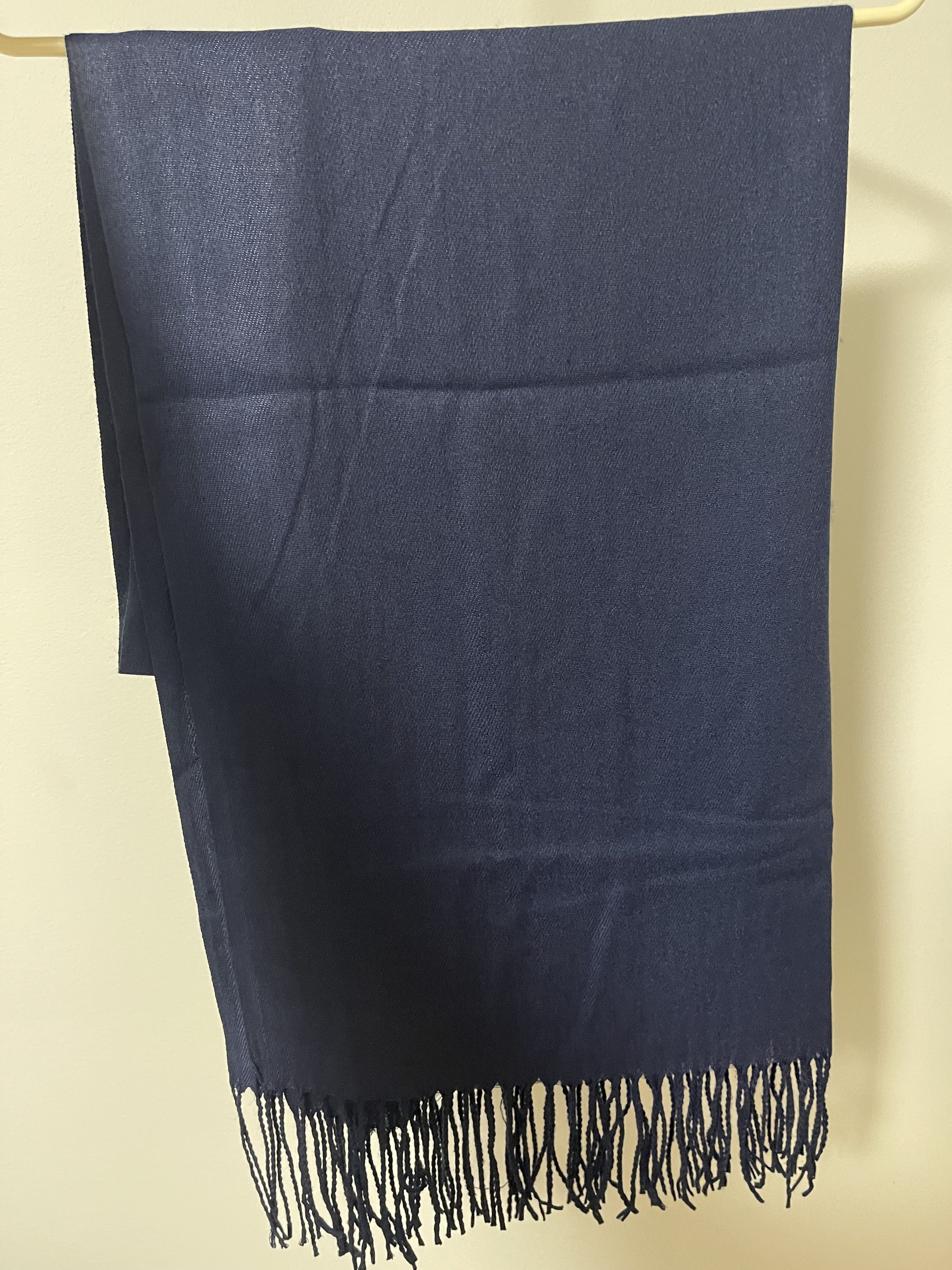 Other Blue Scarf with Fringe Accents - Solid Color - 56" x 28" Size ONE SIZE - 1 Thumbnail
