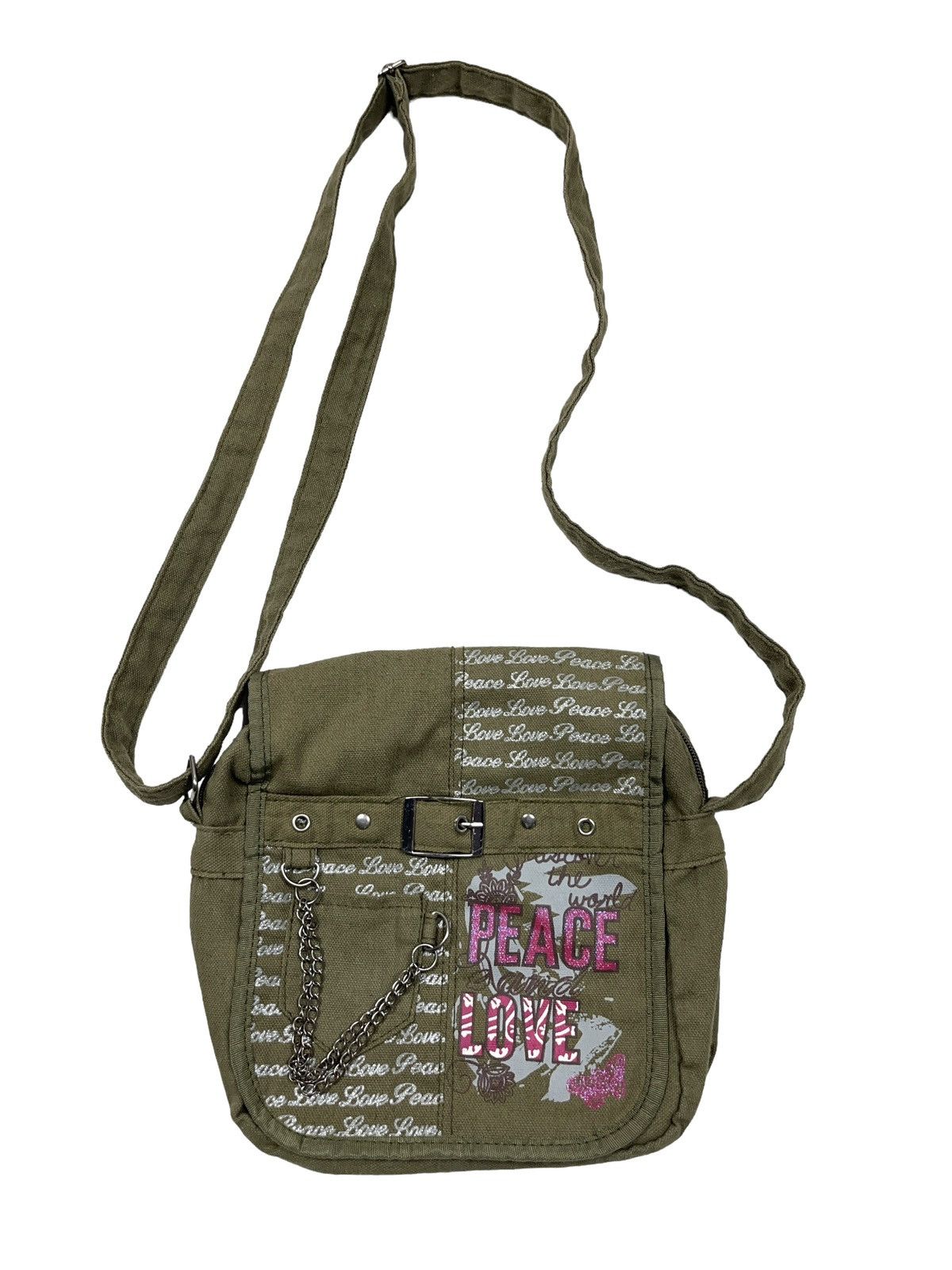 Vintage Vintage Y2K Hippie Peace Love Style Messenger Bag Japanese Size ONE SIZE - 1 Thumbnail