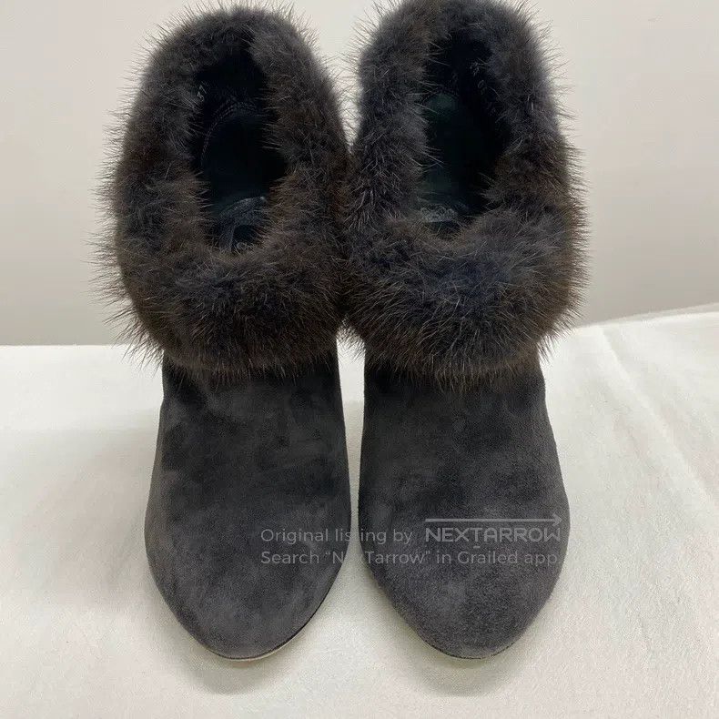 Dior Dior Suede with mink women's high-heeled boots Size US 7 / IT 37 - 2 Thumbnail