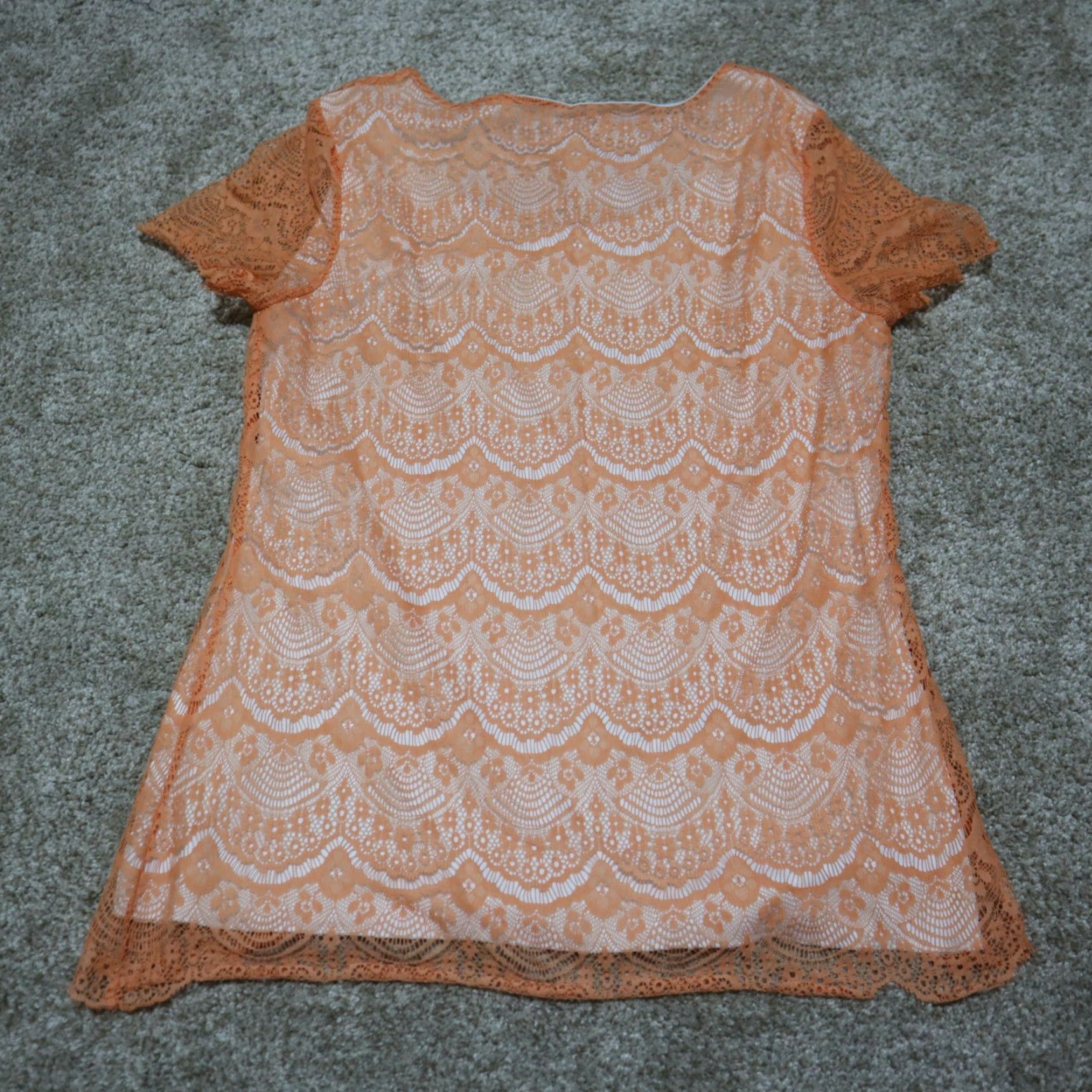 Banana Republic Banana Republic Shirt Ladies S Orange Lace Knit Top Short Sleeve Size S / US 4 / IT 40 - 7 Thumbnail