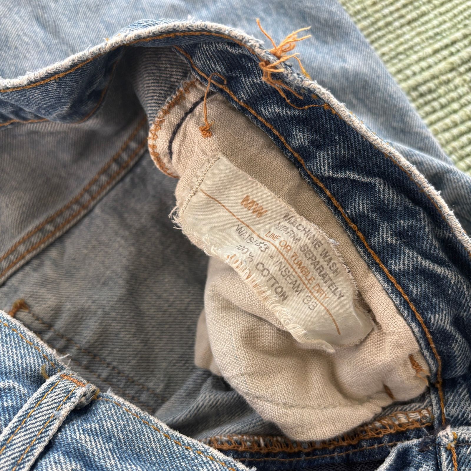 Vintage 1970s Plain Pockets Distressed Blue Jeans Sz 32x30 Size 32" / US 10 / IT 46 - 4 Thumbnail