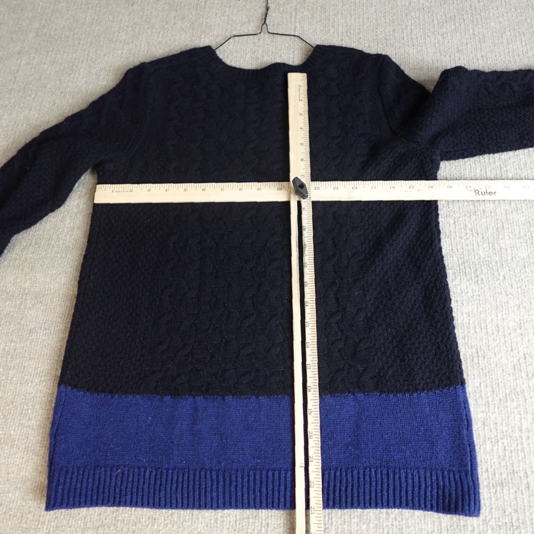 Vince Vince Women's Sweater Small Blue Cable Knit Wool Yak Colorblock Pullover Crew Neck Long Sleeve Casual Knit Size S / US 4 / IT 40 - 5 Thumbnail