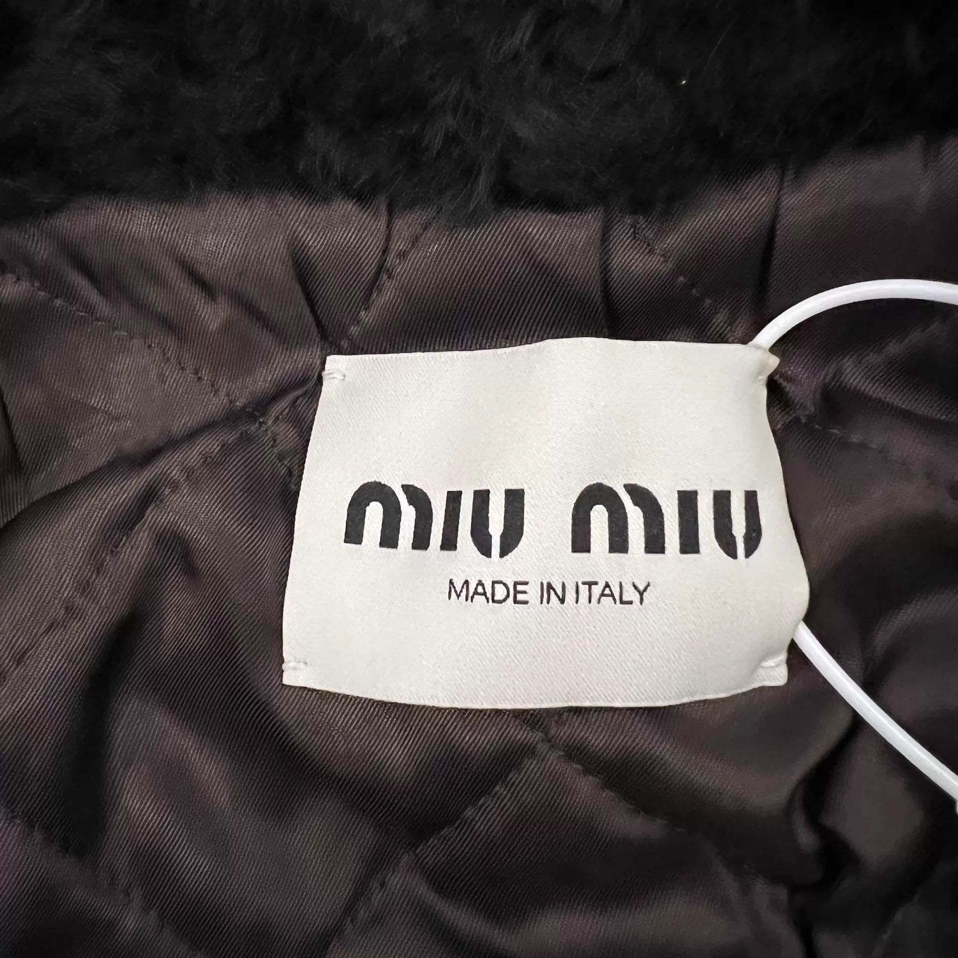 Miu Miu MIU MIU Tan Lambskin Short Jacket w/ Shearling Collar Logo Size XS / US 0-2 / IT 36-38 - 6 Thumbnail