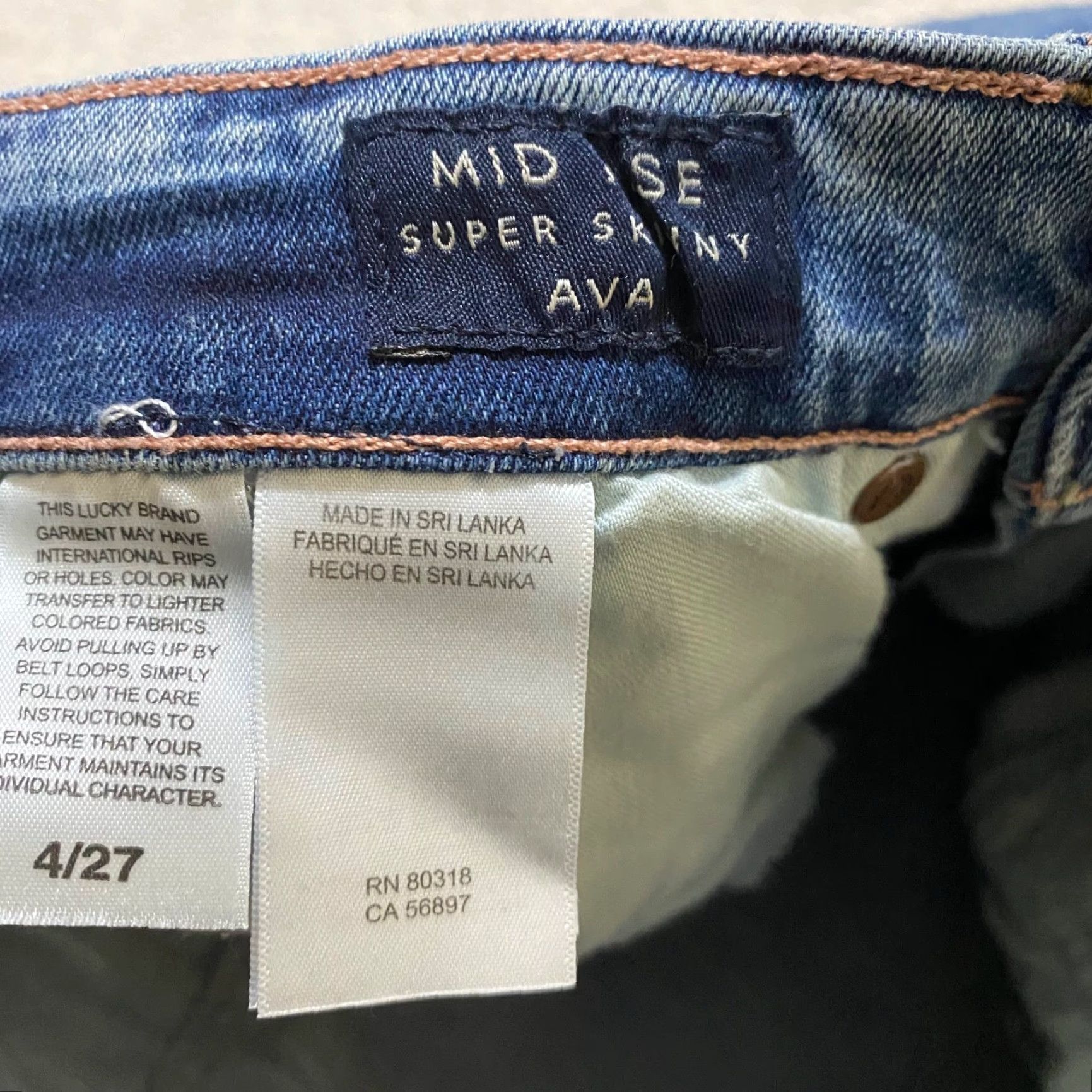 Lucky Brand Lucky Brand Jeans Womens 4 Blue Denim Medium Wash Ava Skinny Distressed Jeans Size 27" / US 4 / IT 40 - 4 Thumbnail