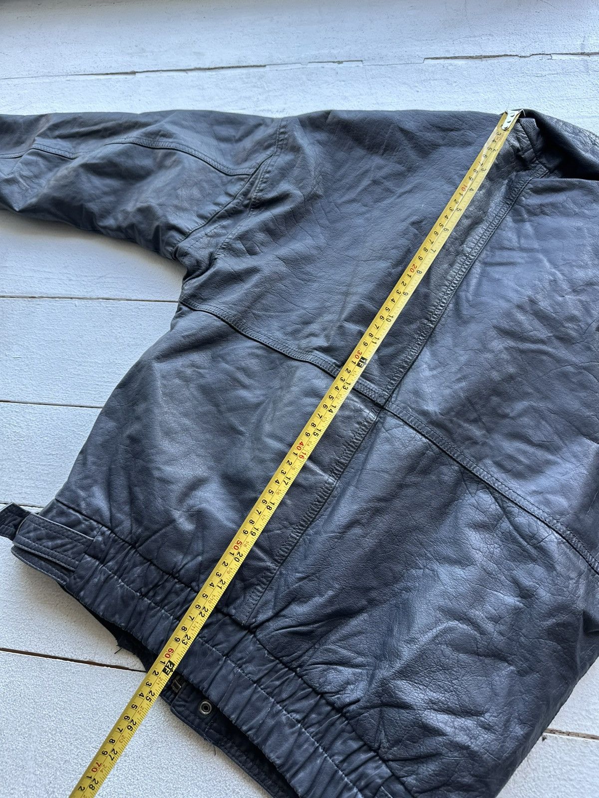 Other 🚨VNTG LEATHER JACKET AVANT GARDE ASYMMETRICAL DARK BLUE/GRAY Size US M / EU 48-50 / 2 - 13 Thumbnail