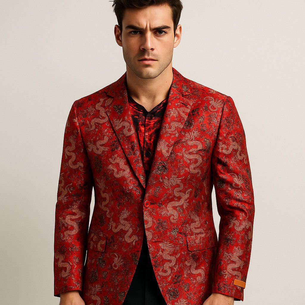 Tallia TALLIA DRAGONS BLAZER 42S RED AND GOLD-FASHIONELLA Size 42S - 4 Thumbnail