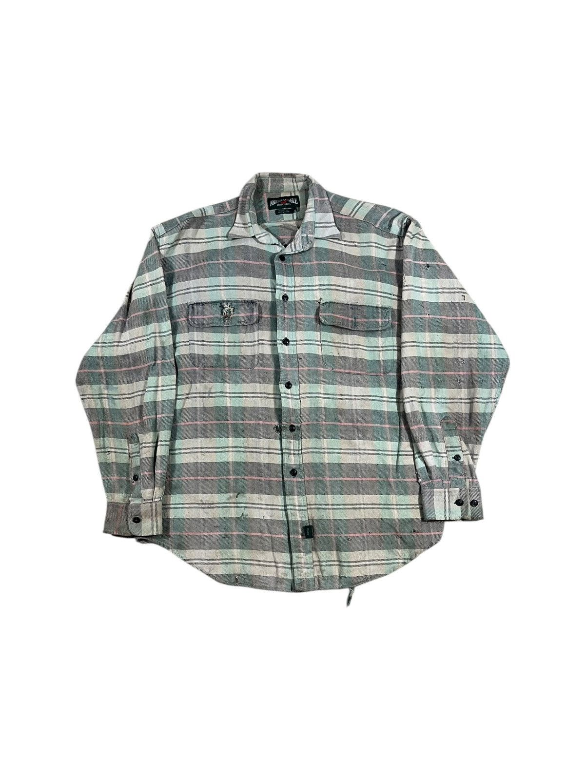 Vintage Vintage Woven Cotton Flannel Shirt Distressed Faded Gray Size US M / EU 48-50 / 2 - 1 Thumbnail