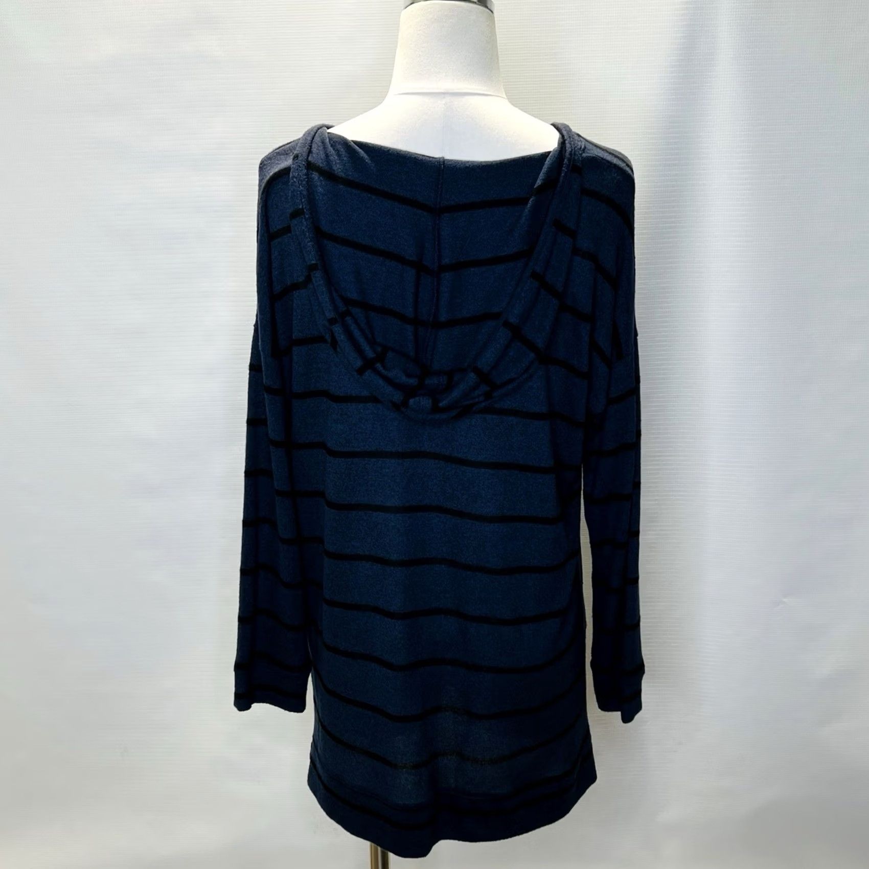 Soft Surroundings Soft Surroundings Downtown Hoodie Sweater Tunic Womens XL Blue Striped Pullover Size XL / US 12-14 / IT 48-50 - 4 Thumbnail