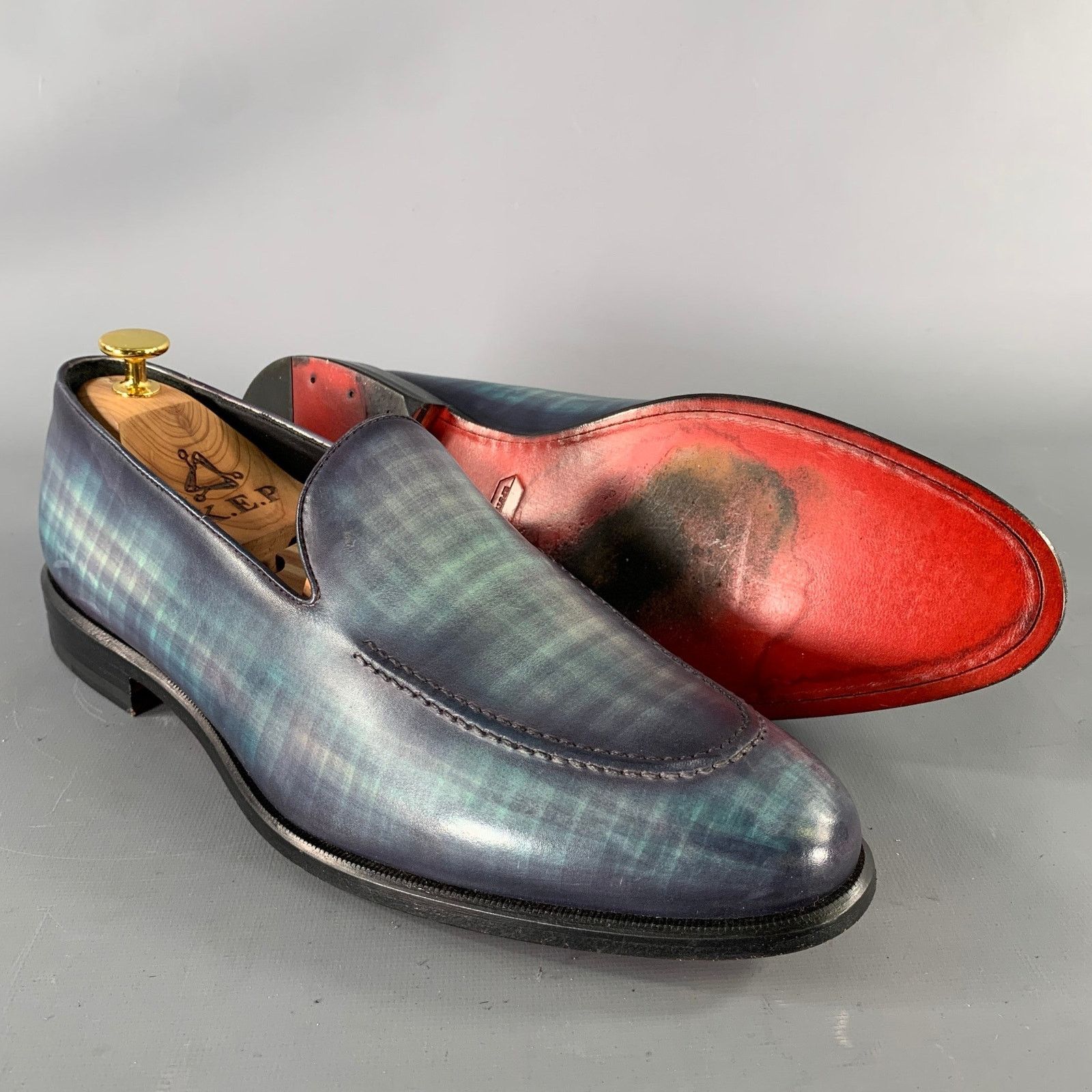 Other KLEIN EPSTEIN & PARKER Turquoise Blue Leather Loafers Size US 9.5 / EU 42-43 - 5 Thumbnail