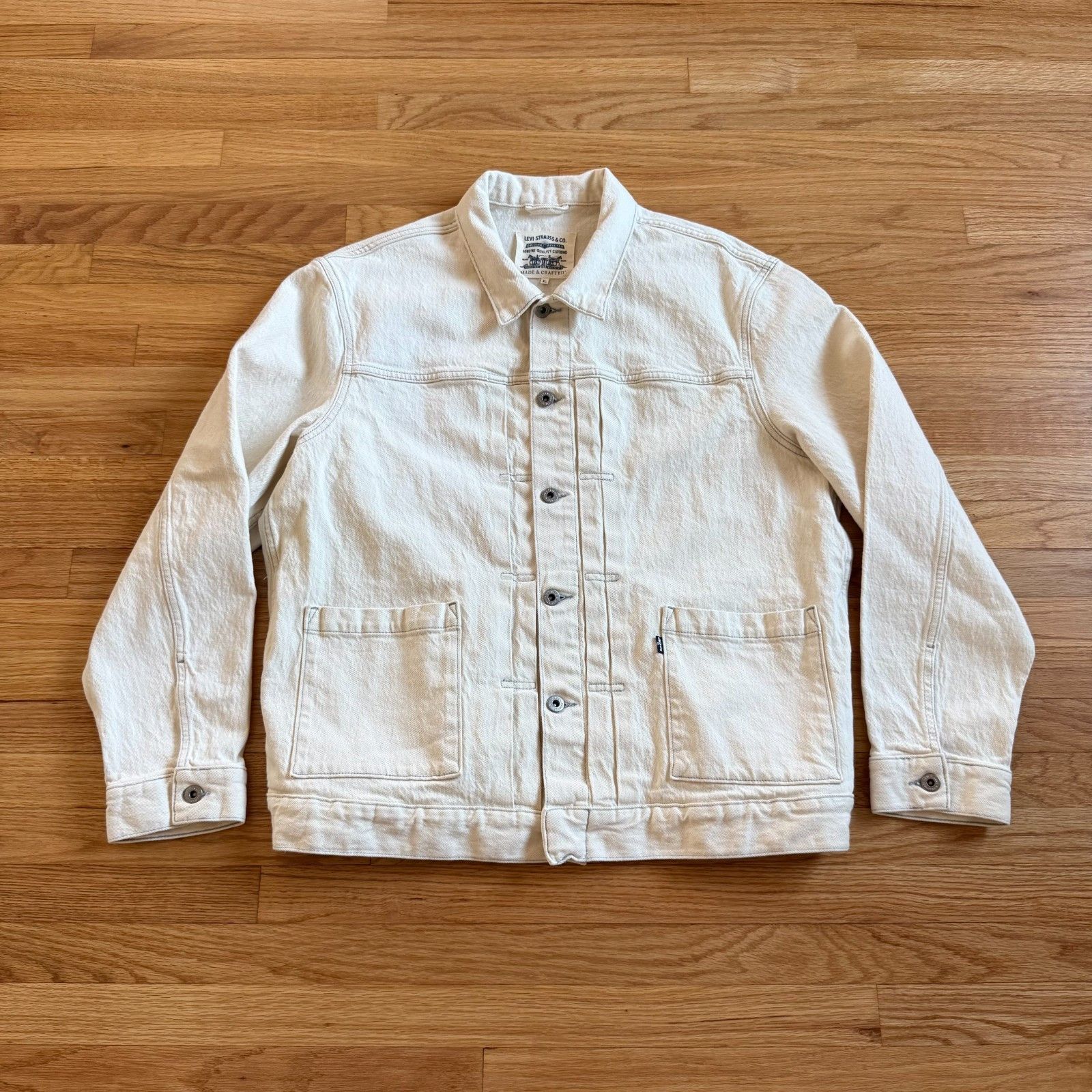Levi's Made & Crafted Levi's Made & Crafted Type II Worn Trucker Jacket Light Sand Size US XL / EU 56 / 4 - 2 Thumbnail