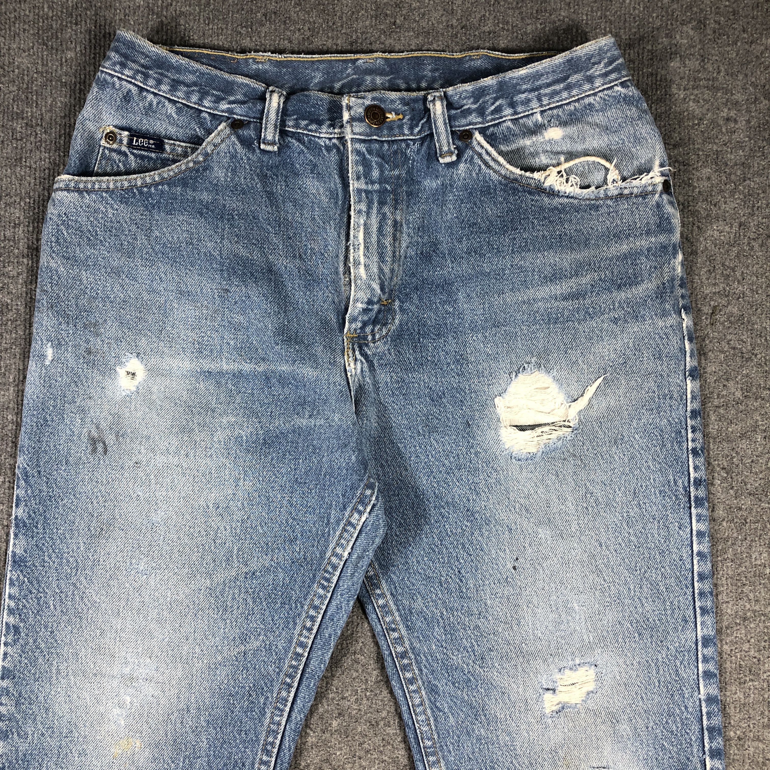 Lee × Vintage Vintage 90s Lee Light Blue Wash Distress L713 Size US 32 / EU 48 - 2 Thumbnail
