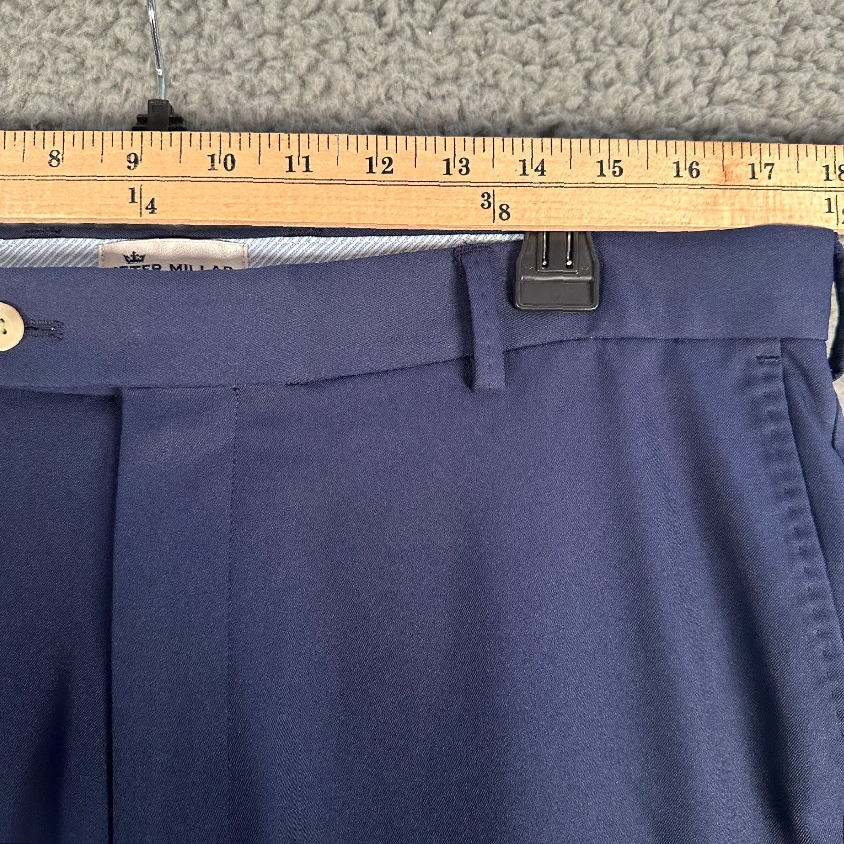 Peter Millar Peter Millar Durham Performance Golf Pants Mens 35x32 Navy Blue Chino Straight Regular Front Flat Pocket Pockets Size US 35 - 6 Thumbnail