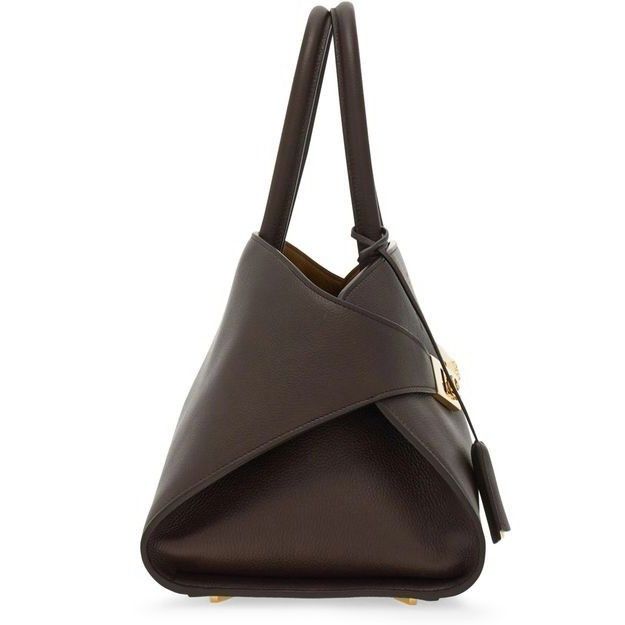 Salvatore Ferragamo FERRAGAMO Hug Medium Testa Di Moro/Burnt Ocra Top Handle Bag Size ONE SIZE - 6 Thumbnail