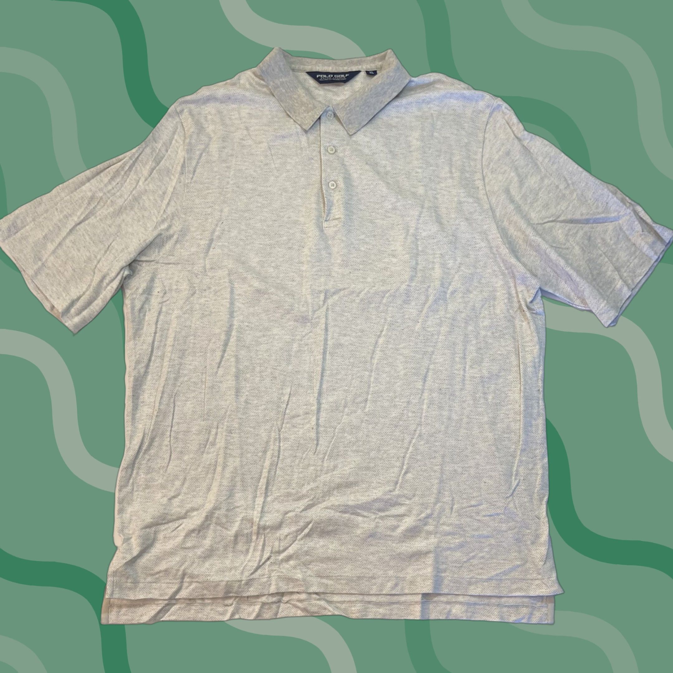 Vintage VINTAGE Polo Golf Mens Short Sleeve Shirt Herringbone Light Gray XL Polo Golf Shirt Short Sleeve Mens XL Gray Button-Up Collar Down Logo Knit Cotton Size US XL / EU 56 / 4 - 1 Thumbnail