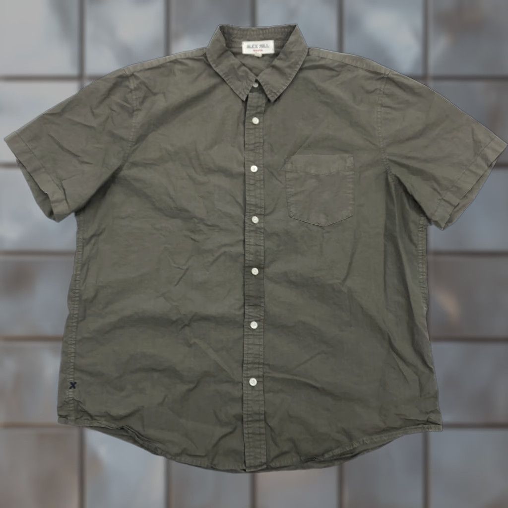 Alex Mill ALEX MILL Shirt Men's XL Olive Green Solid Cotton Poplin Wash & Go Button-Up Short Sleeve Size US XL / EU 56 / 4 - 1 Thumbnail