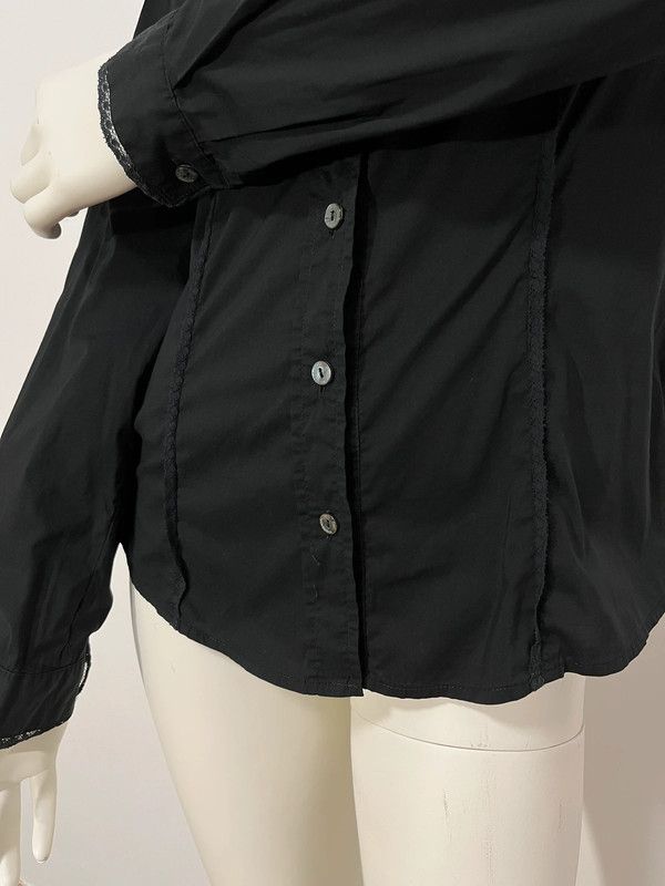 Dolce & Gabbana D&G Black Lace Trim Shirt SS 2006 Size L / US 10 / IT 46 - 2 Thumbnail