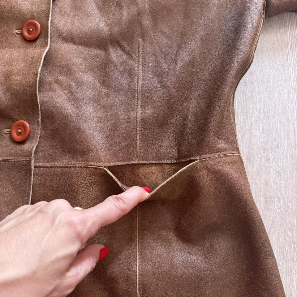 Vintage Vintage BIBA Pariscop Leather Jacket 2 Button Brown Womens M Size M / US 6-8 / IT 42-44 - 8 Thumbnail