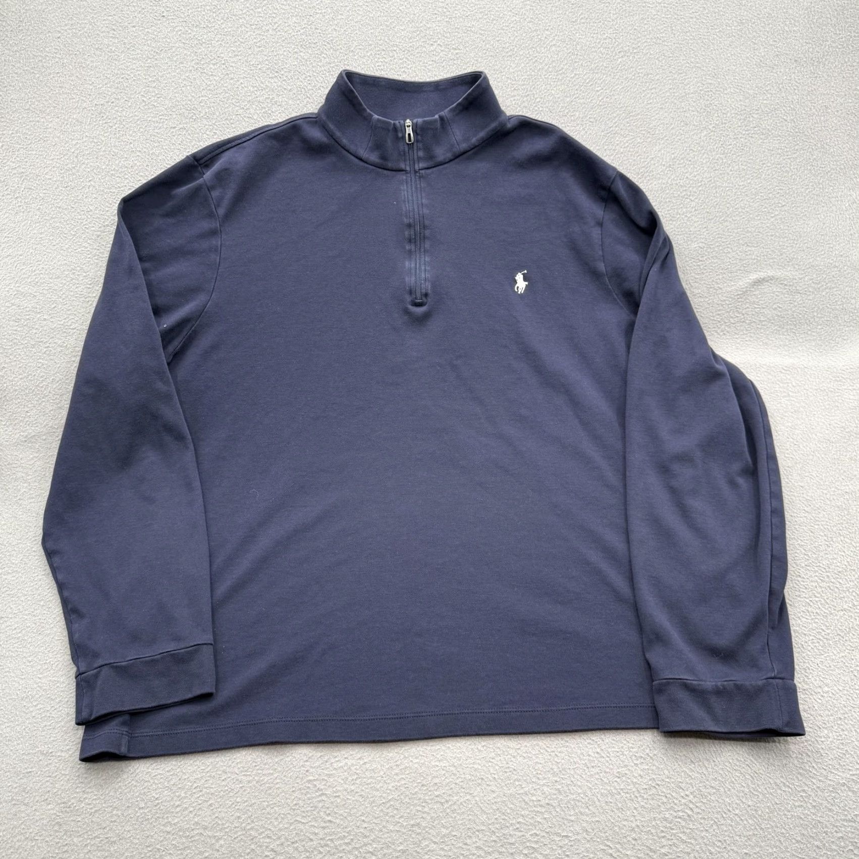 Polo Ralph Lauren Polo Ralph Lauren Sweatshirt Pullover 2XL Blue 1/4 Zip Mock Neck Embroidered Pony Mens Size US XXL / EU 58 / 5 - 2 Thumbnail
