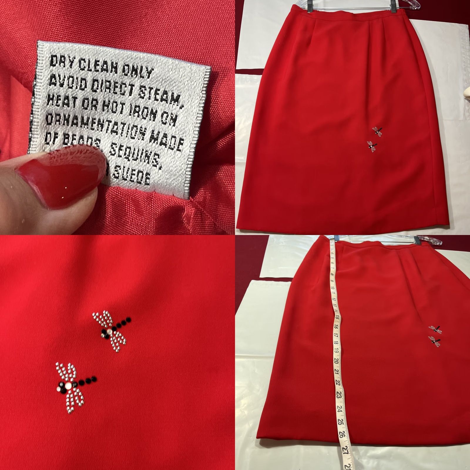 Vintage VINTAGE John Meyer of Norwich RED Dragonfly Blazer Skirt SET Business Suit Women’s Sz 12 Size 34" / US 12 / IT 48 - 10 Thumbnail