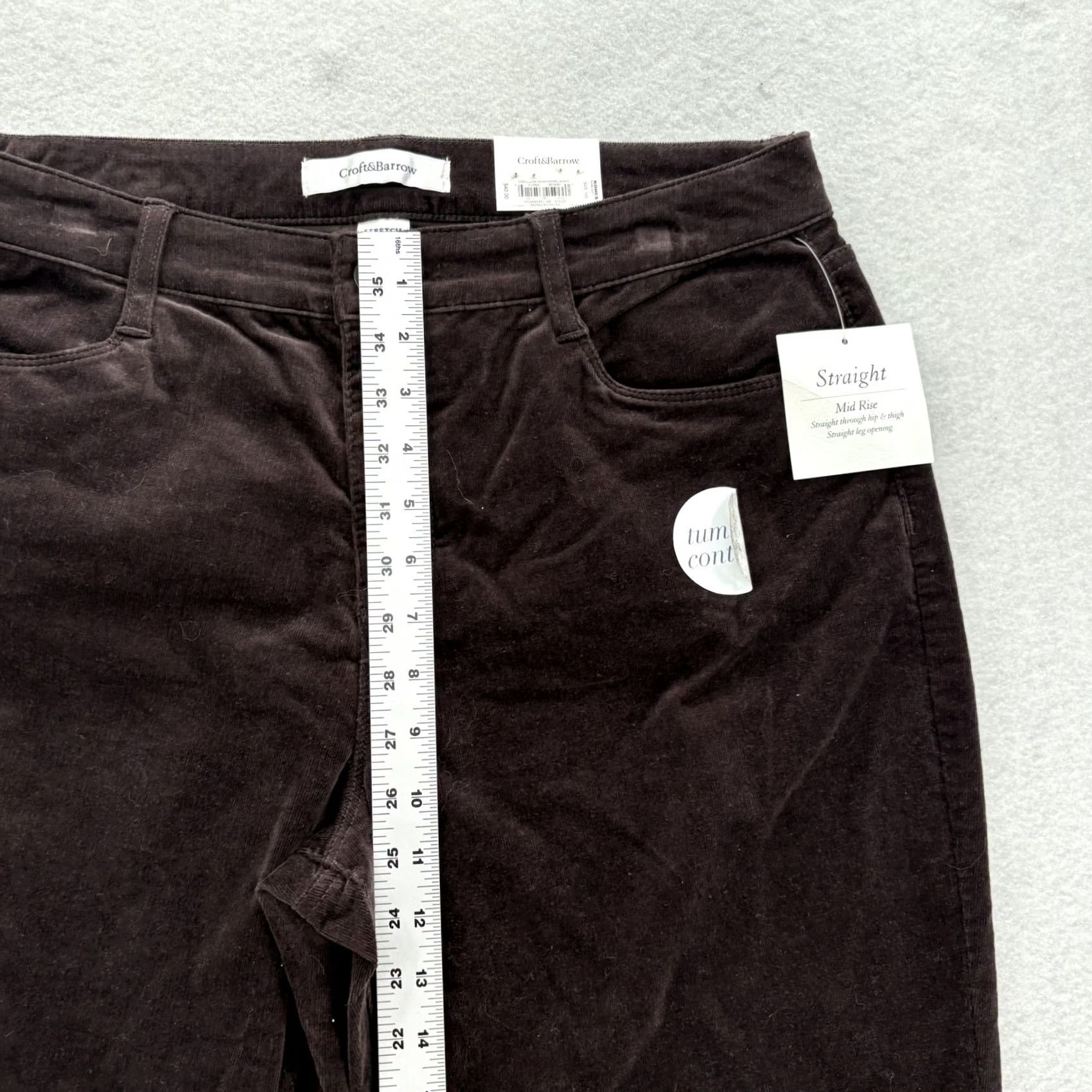 Croft & Barrow Croft & Barrow Womens 14 Short Brown Corduroy Pants Stretch Tummy Control NWT Size 36" / US 14 / IT 50 - 6 Thumbnail