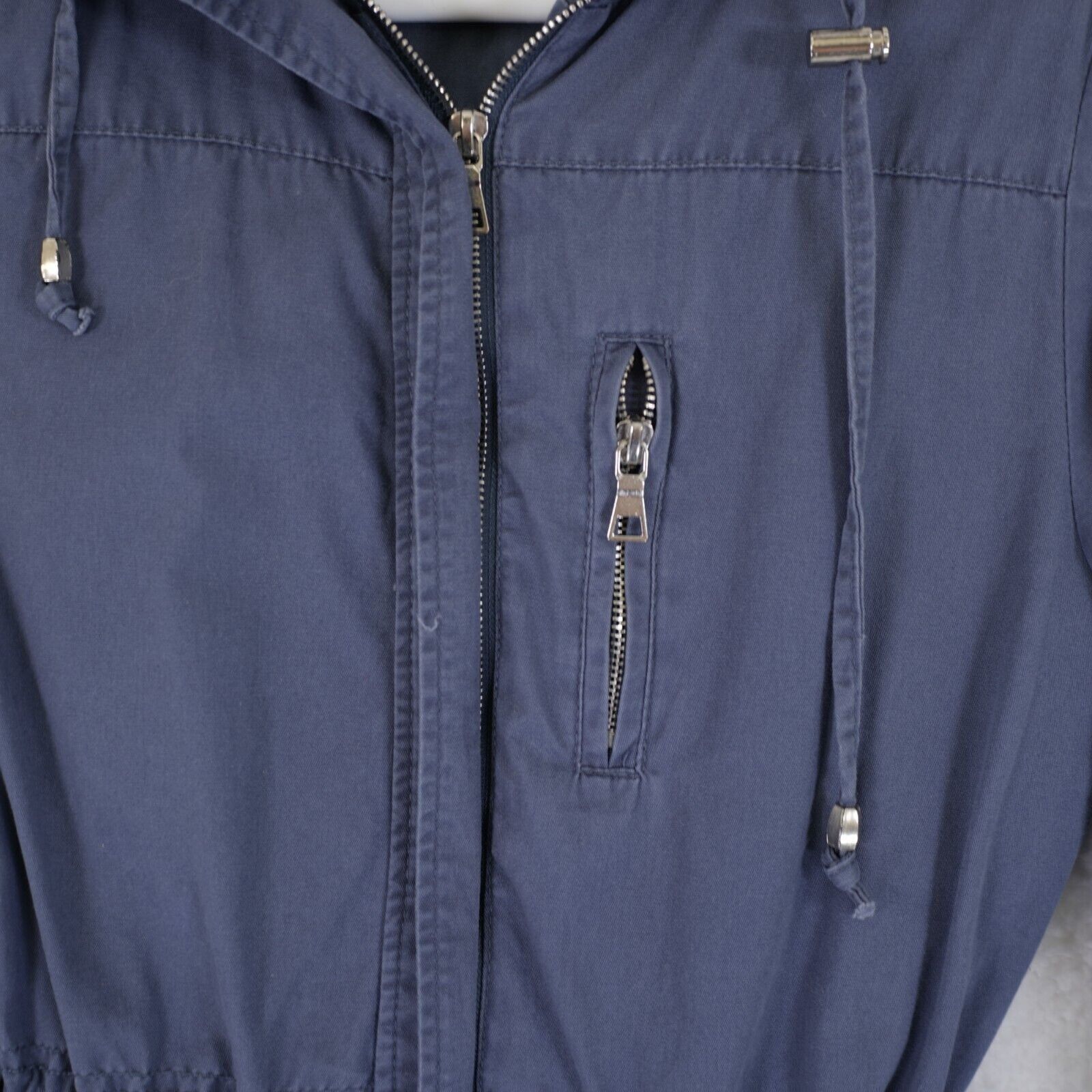 Designer Charlotte Russe Small Blue Full Zip Lined Jacket Cotton Oute Size S / US 4 / IT 40 - 8 Thumbnail
