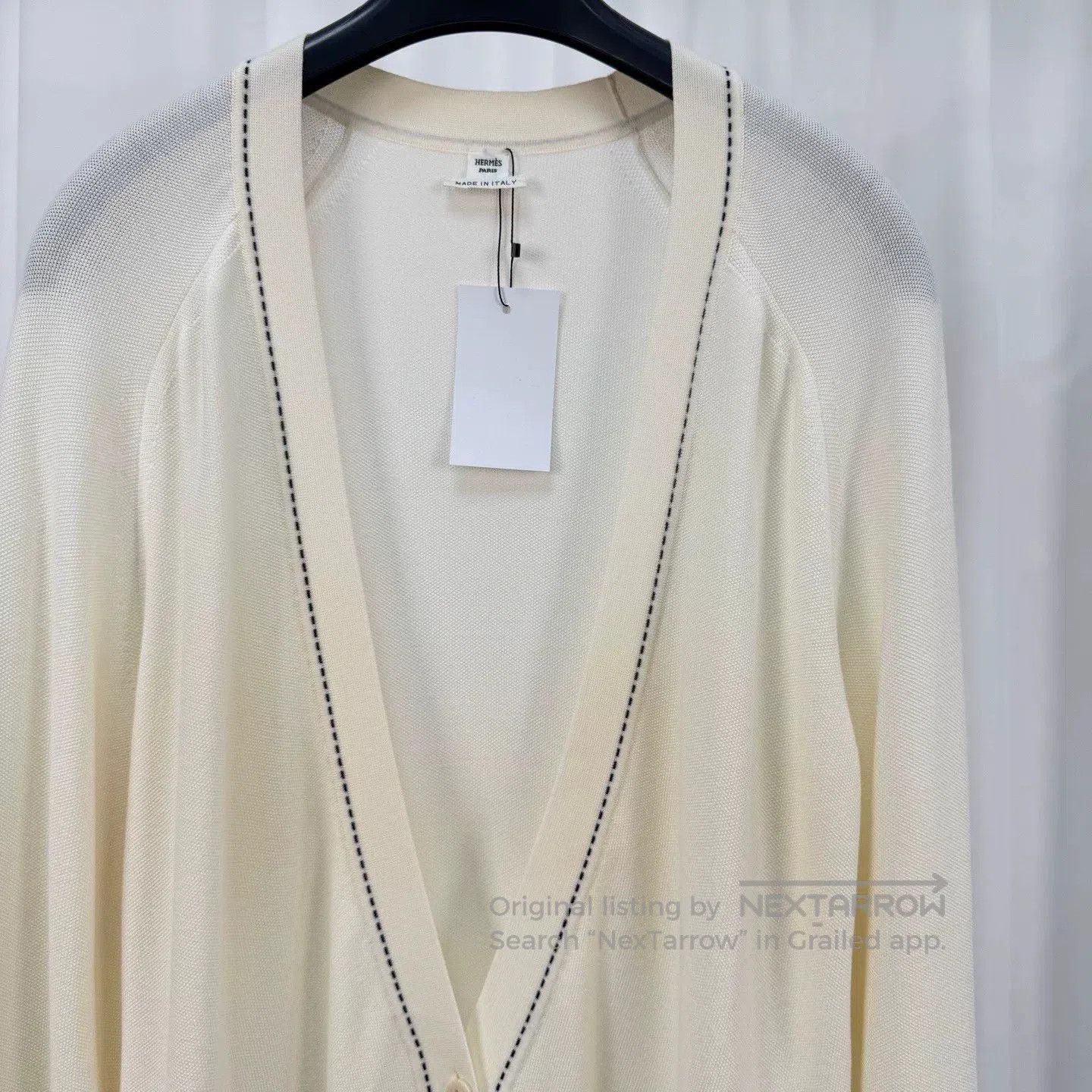 Hermes Hermes Cream Wool Knit Cardigan w/ Pendant. Size XS / US 0-2 / IT 36-38 - 3 Thumbnail