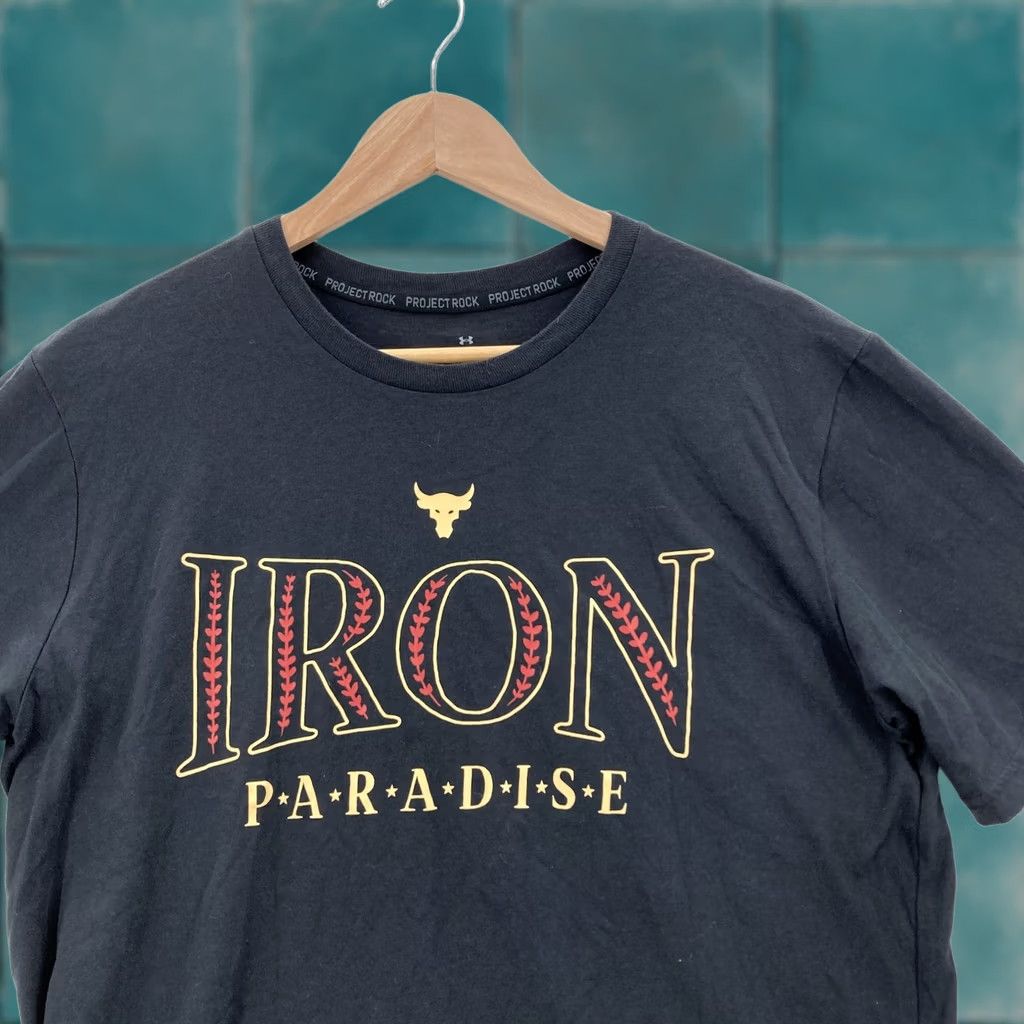Under Armour VINTAGE Under Armour Project Rock Shirt Mens L Black Iron Paradise Graphic Training Size US L / EU 52-54 / 3 - 1 Thumbnail