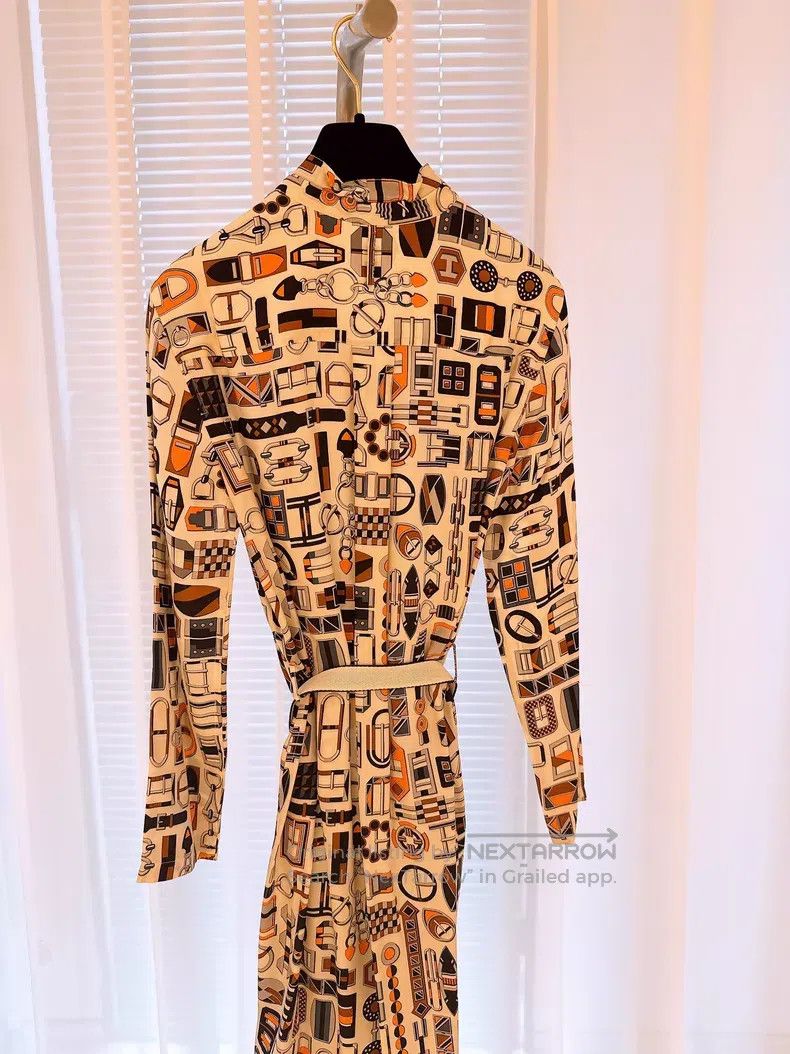Hermes Hermes Silk Printed Shirt Dress Size XXS / US 00 / IT 34 - 5 Thumbnail