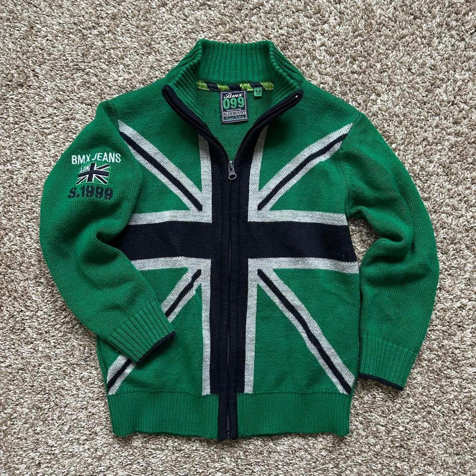 Vintage Vintage Y2K UK Union Jack Flag Sweater Youth Zip Up Size XXS / US 00 / IT 34 - 2 Thumbnail