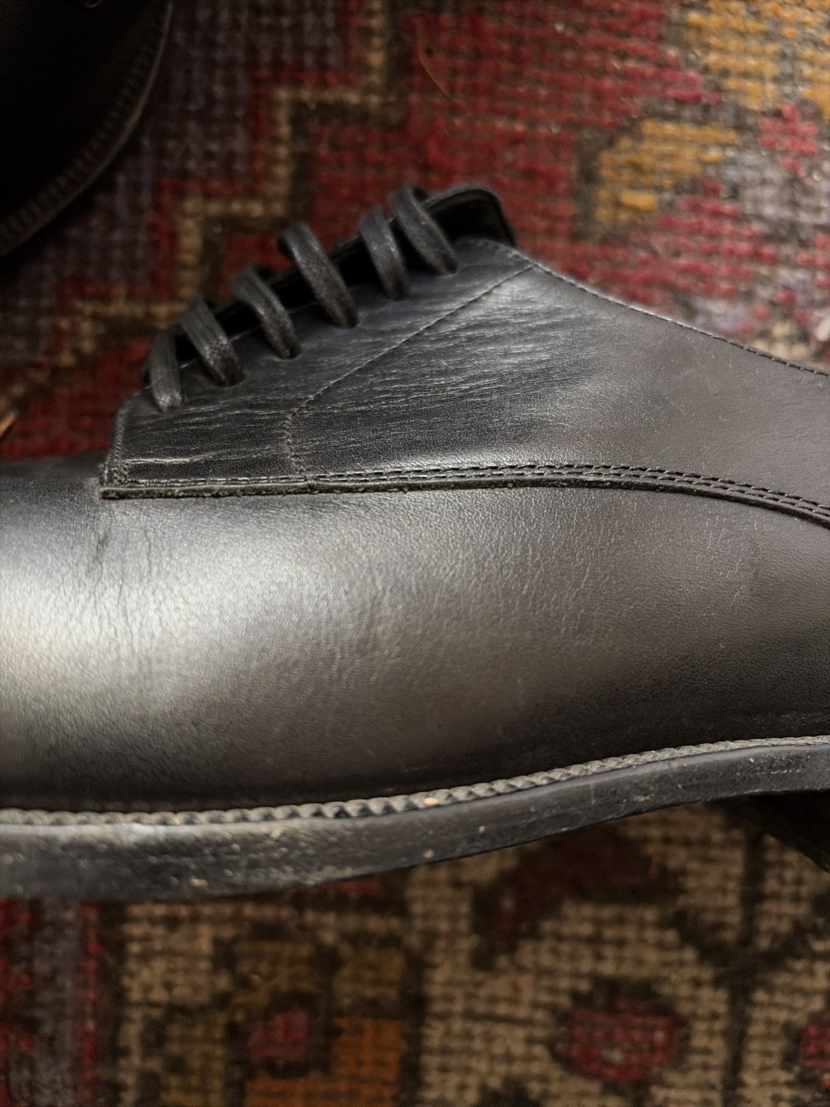 Harrys Of London Black Cap-toe Leather Derby by Harrys of London Size US 10.5 / EU 43-44 - 4 Thumbnail