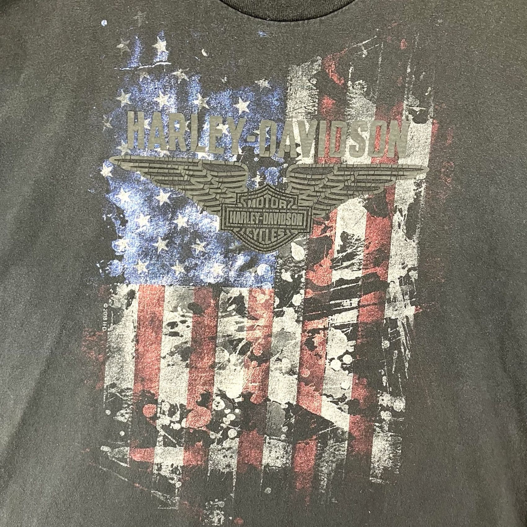 Harley Davidson Harley-Davidson Patriotic T Shirt Mens XL Black Made in USA Flag Warwick RH 2014 Size US XL / EU 56 / 4 - 3 Thumbnail