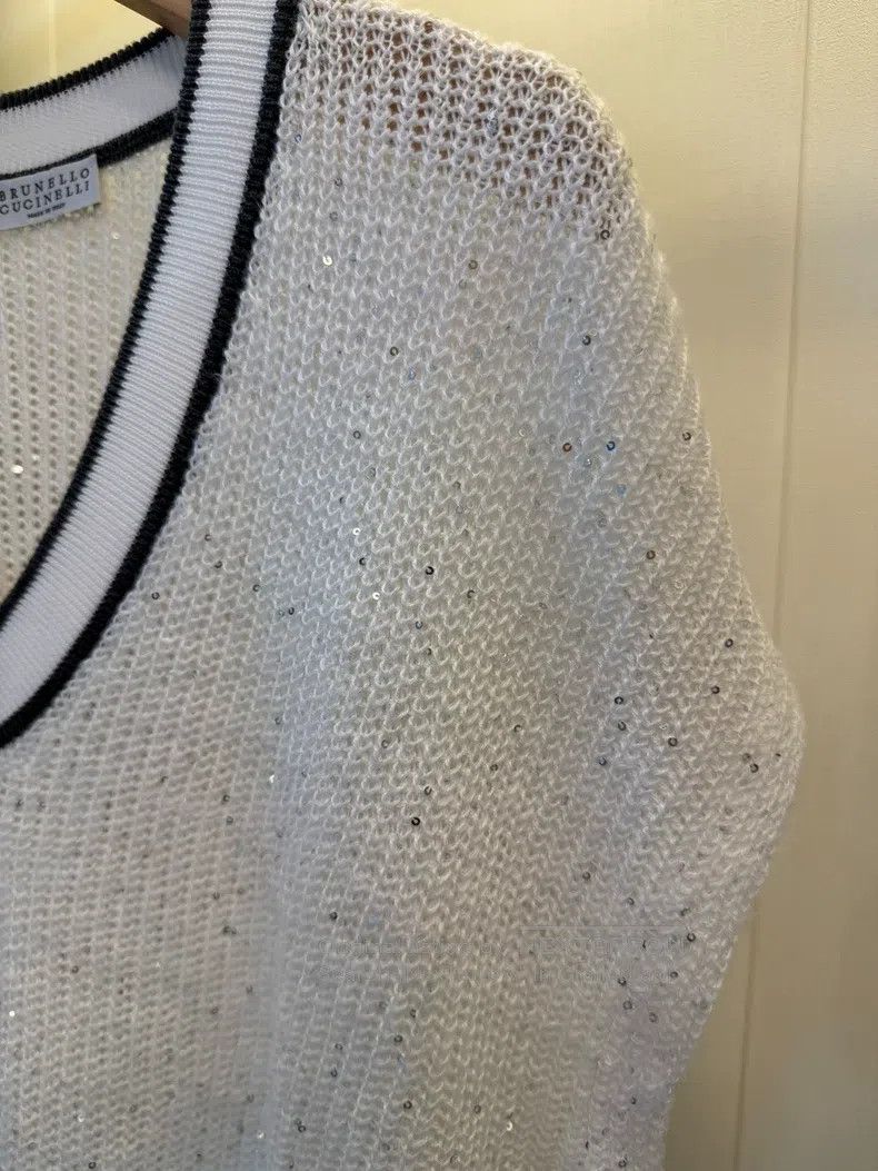 Brunello Cucinelli Brunello Cucinelli Sequined Linen Knit Vest Size S / US 4 / IT 40 - 2 Thumbnail