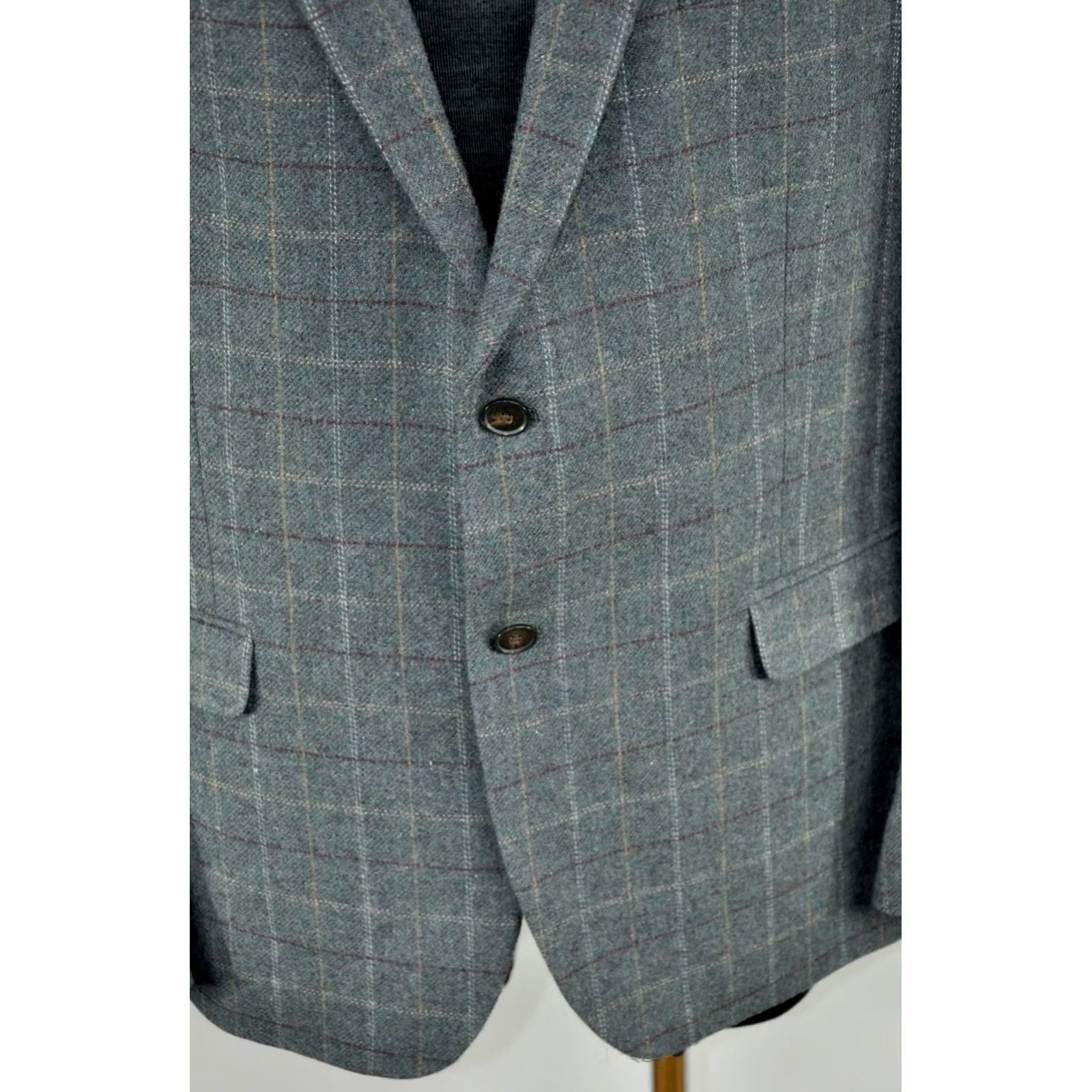 Vintage RACING GREEN HERITAGE TWEED BLAZER Jacket Men 44 Check Green Wool Blend Casual Formal Blazer 2 Piece Size 44R - 6 Thumbnail