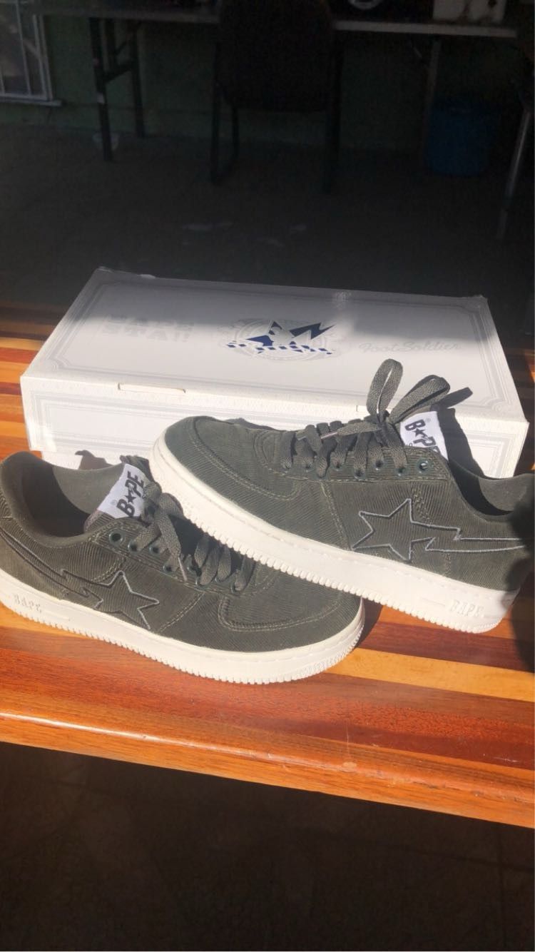 image of Bapesta Corduroy Shoes in Olive, Men's (Size 8)