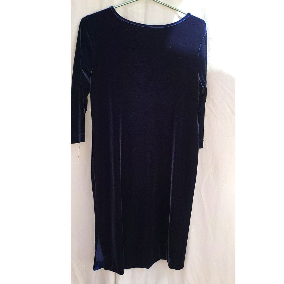Robert Talbott Talbots Navy Blue Velour Knee Length Dress Long Sleeve Small Size S / US 4 / IT 40 - 3 Thumbnail