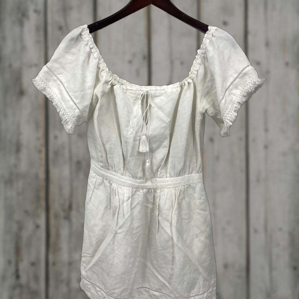Vintage TJD Dress The Jetset Diaries Womens Mid Ivory Mini Linen Blend Cottagecore Size M / US 6-8 / IT 42-44 - 1 Thumbnail