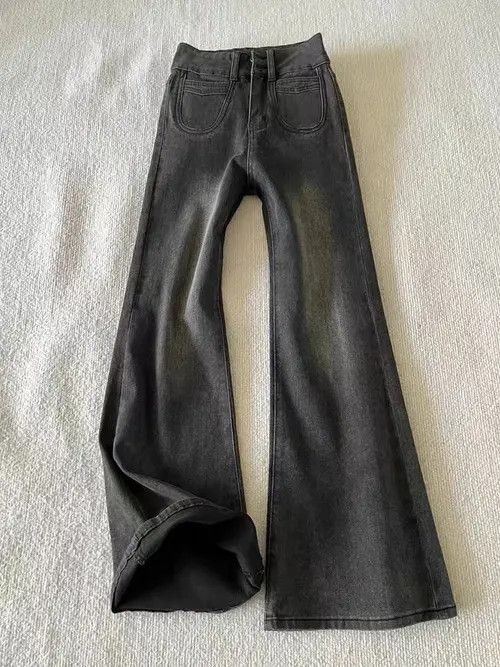 VIBE Street Y2K vintage washed black baggy micro flare jeans Size US 30 / EU 46 - 7 Thumbnail
