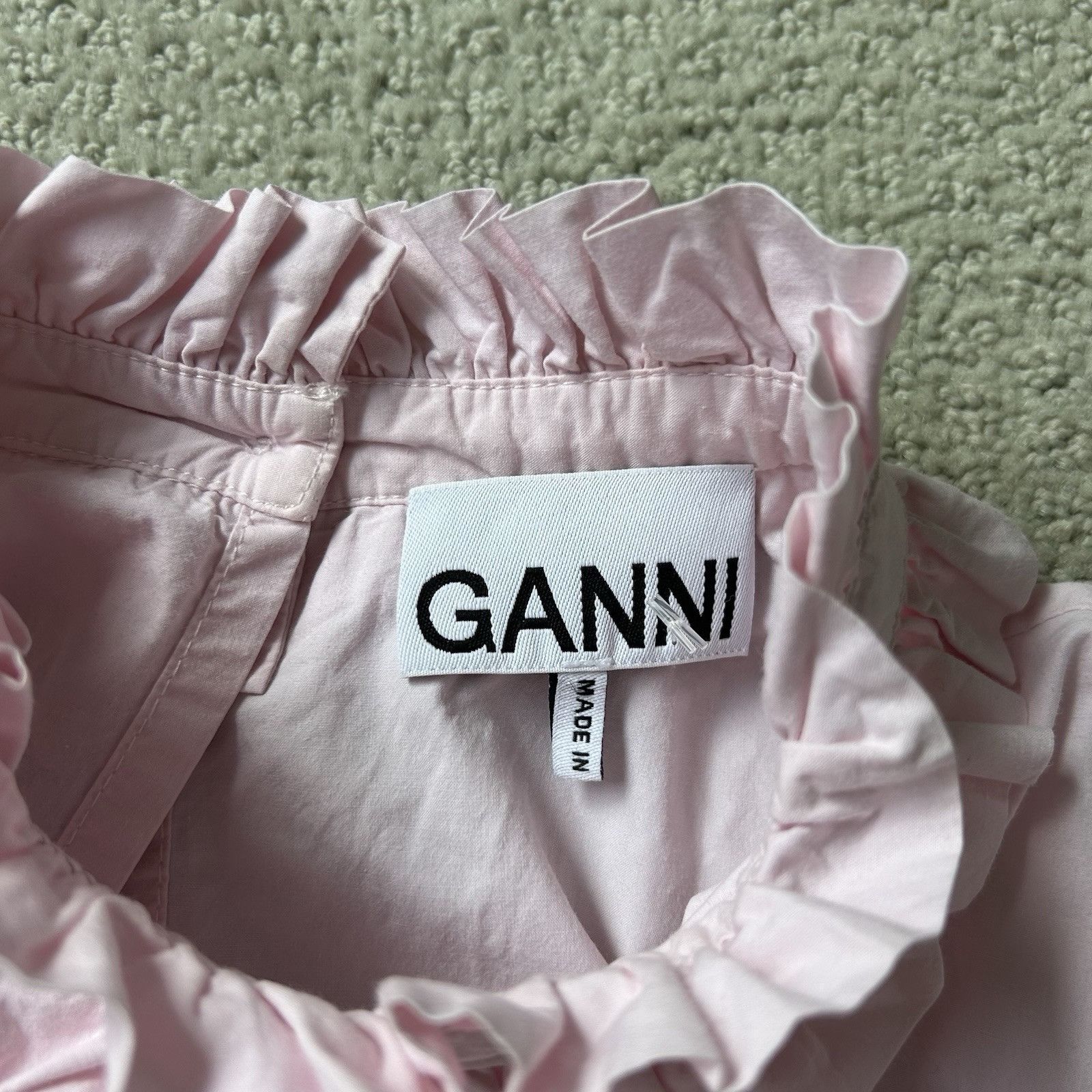 Ganni Ganni Women’s Top Pink Cotton Poplin Blouse Ruffled Cropped Size S / US 4 / IT 40 - 19 Thumbnail