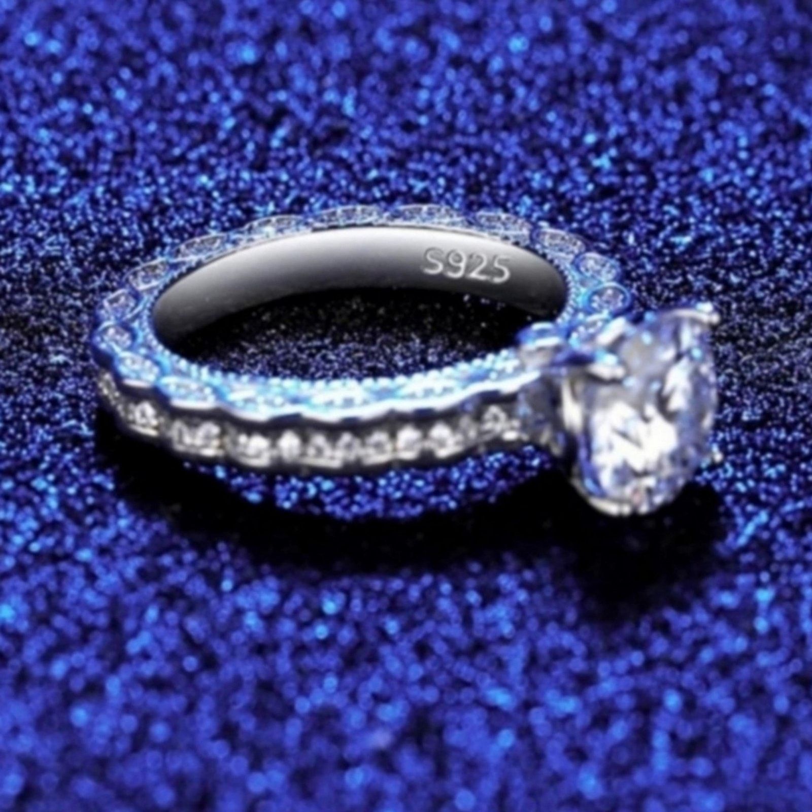 Other 2 Ct Moissanite Ring Rhodium Plated 925 Sterling Silver 6 Size ONE SIZE - 13 Thumbnail