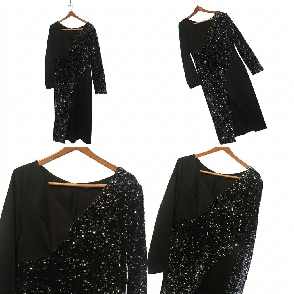 Other Formal Gown Dress Black long Sleeved Sequin Bead Jeweled 3XL Size 3XL / US 20-22 - 7 Thumbnail