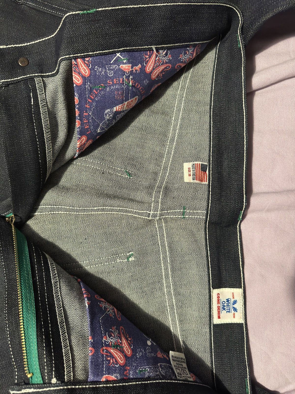 Left Field Nyc Work Uniform Jean 13 oz Cone White Oak broken twill Size US 32 / EU 48 - 3 Thumbnail
