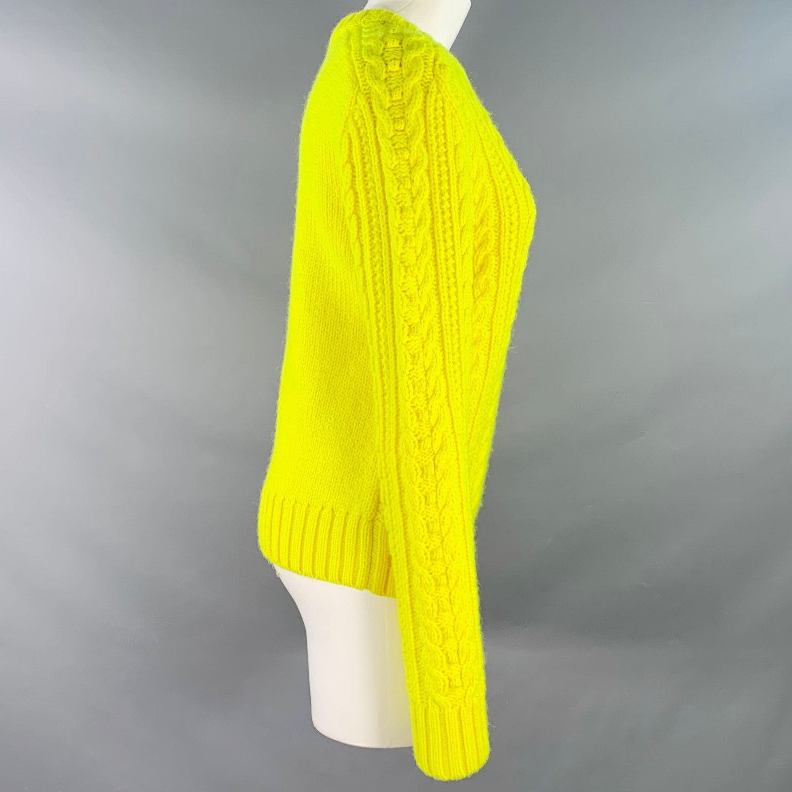 Philosophy di Lorenzo Serafini S Yellow Cable Knit Crew Neck Sweater Size S / US 4 / IT 40 - 2 Thumbnail